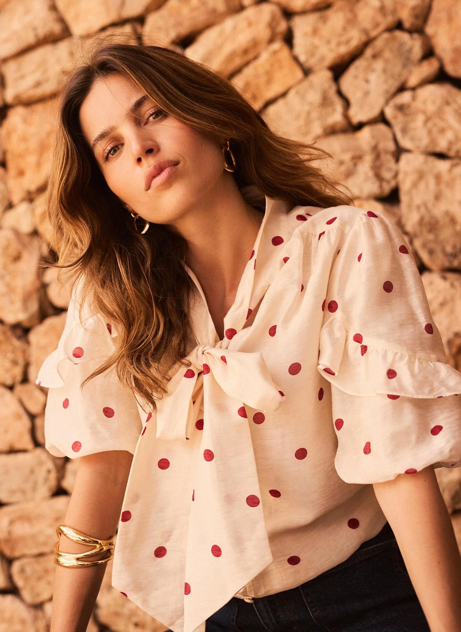 Cream Polka Dot Blouse