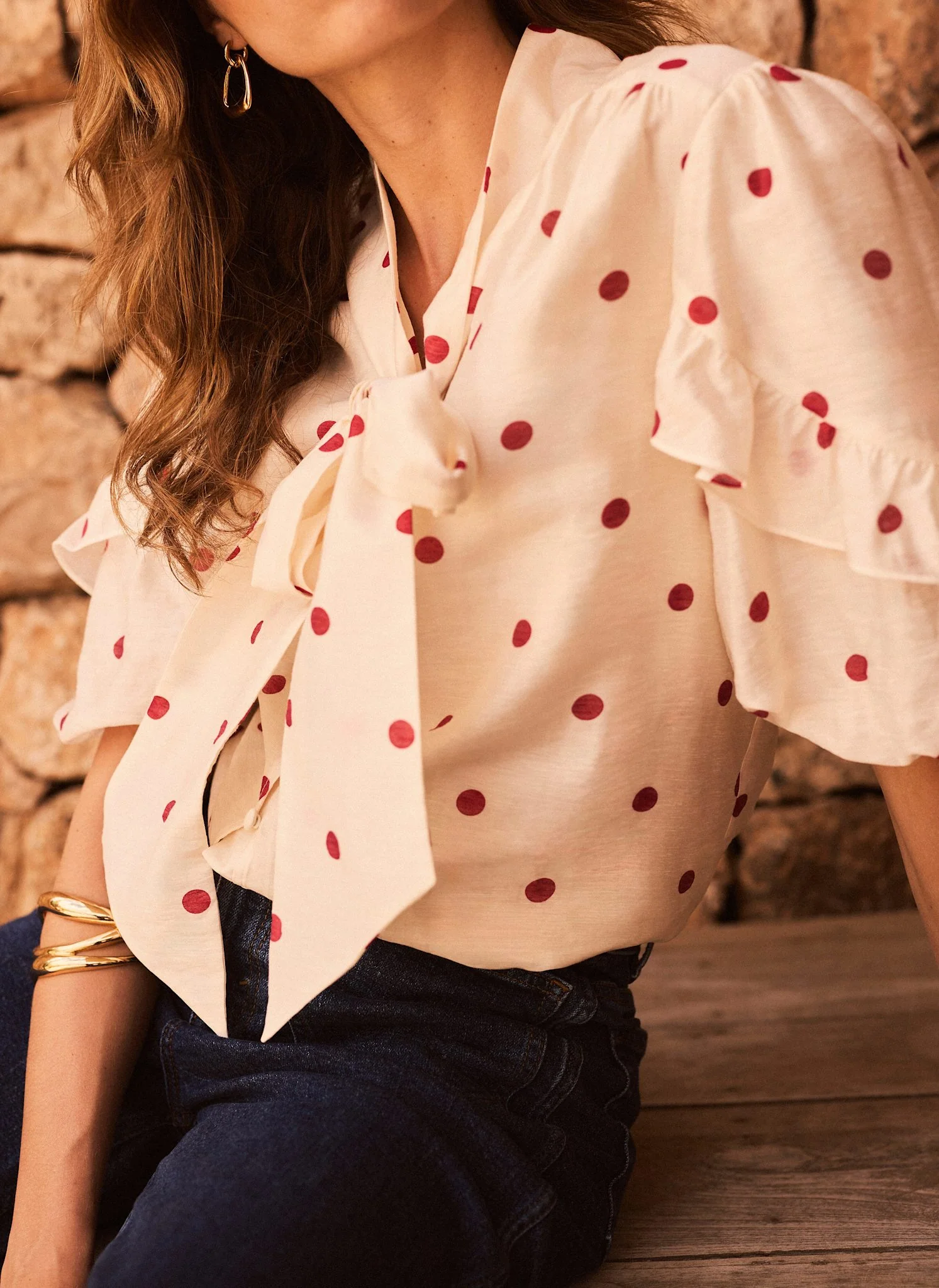 Cream Polka Dot Blouse - Image 5