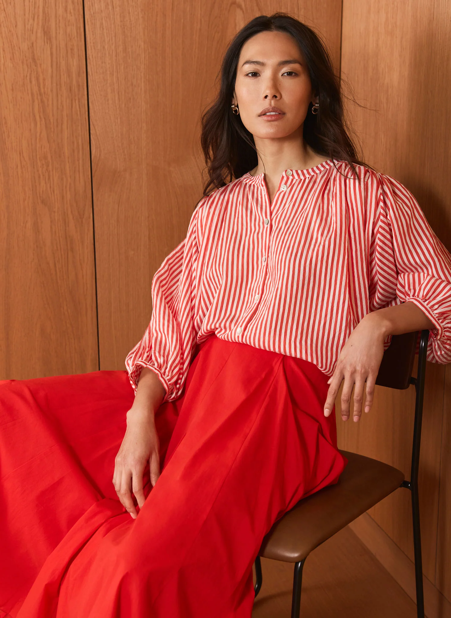 Red Striped Batwing Blouse - Image 2
