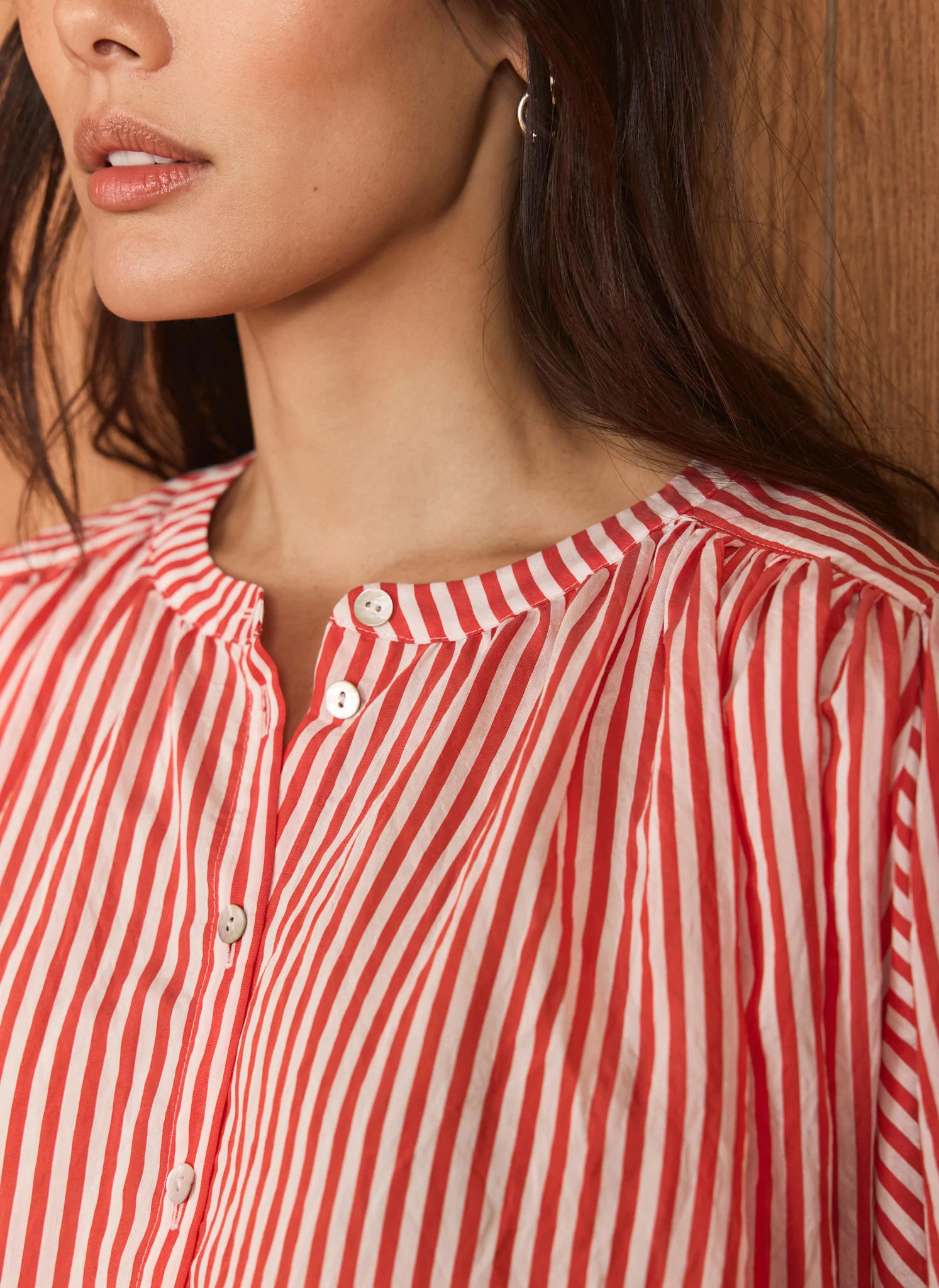 Red Striped Batwing Blouse - Image 4
