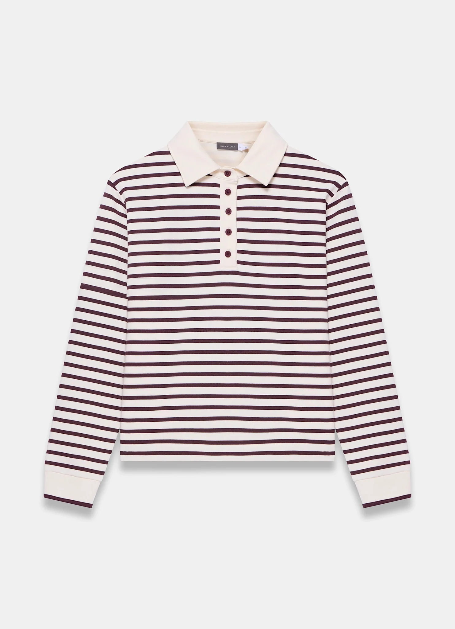 Burgundy Stripe Polo Shirt Top - Image 7