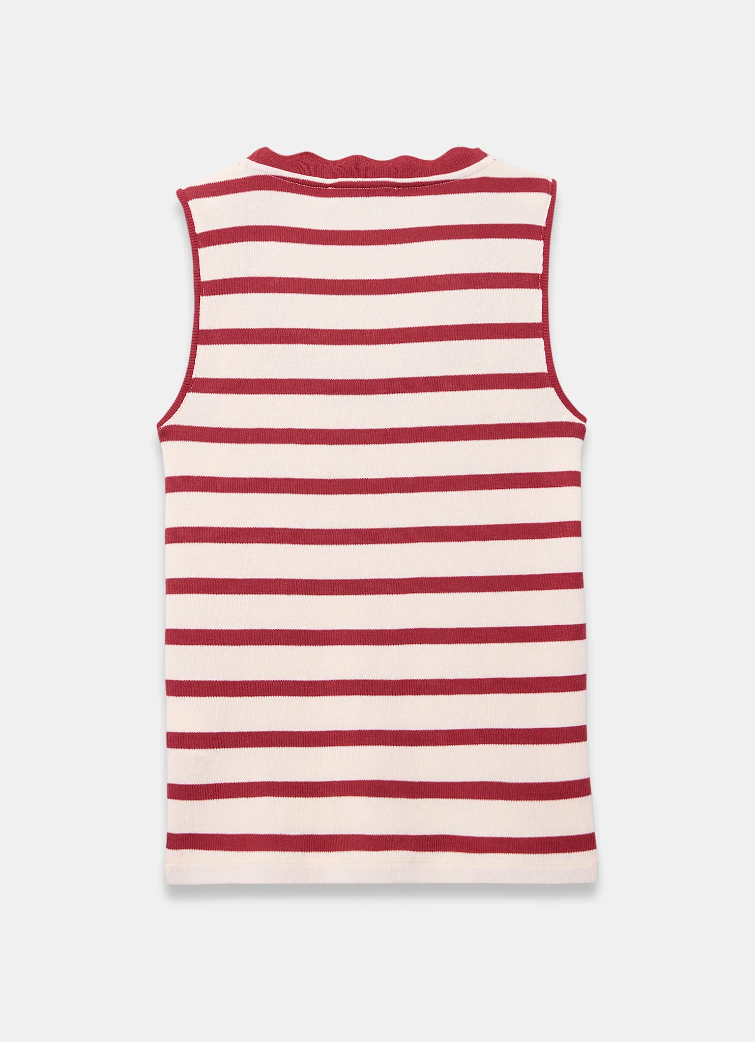 Red Stripe Scallop Trim Vest - Image 6