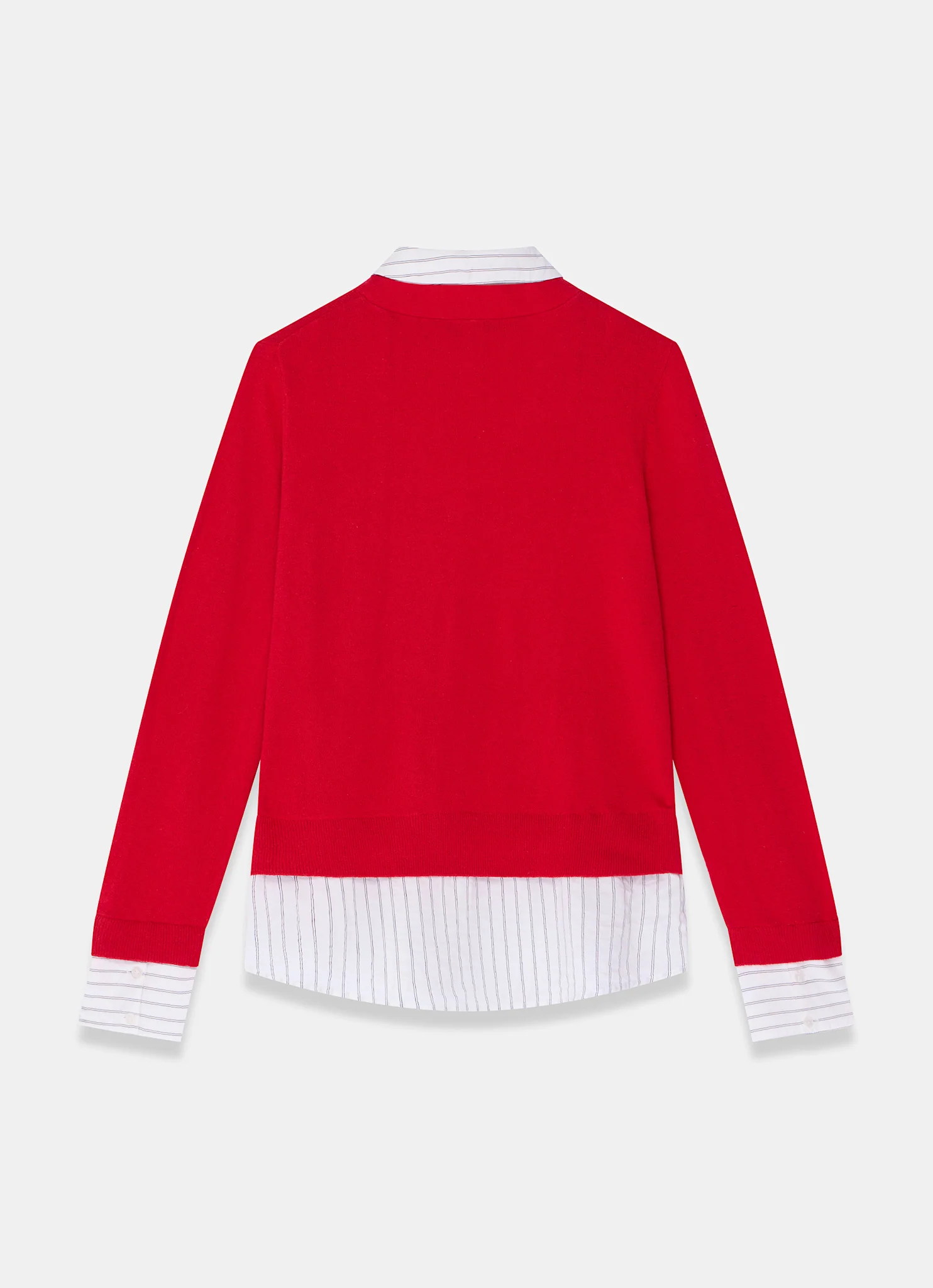 Red Cotton Blend Shirt Trim Knit - Image 8