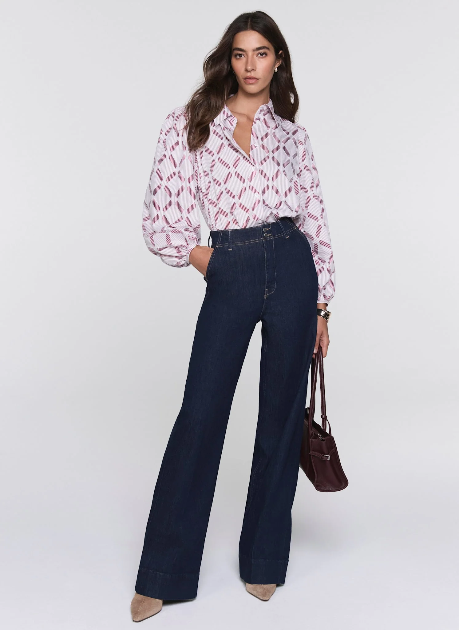 Red Diamond Striped Jacquard Shirt - Image 2