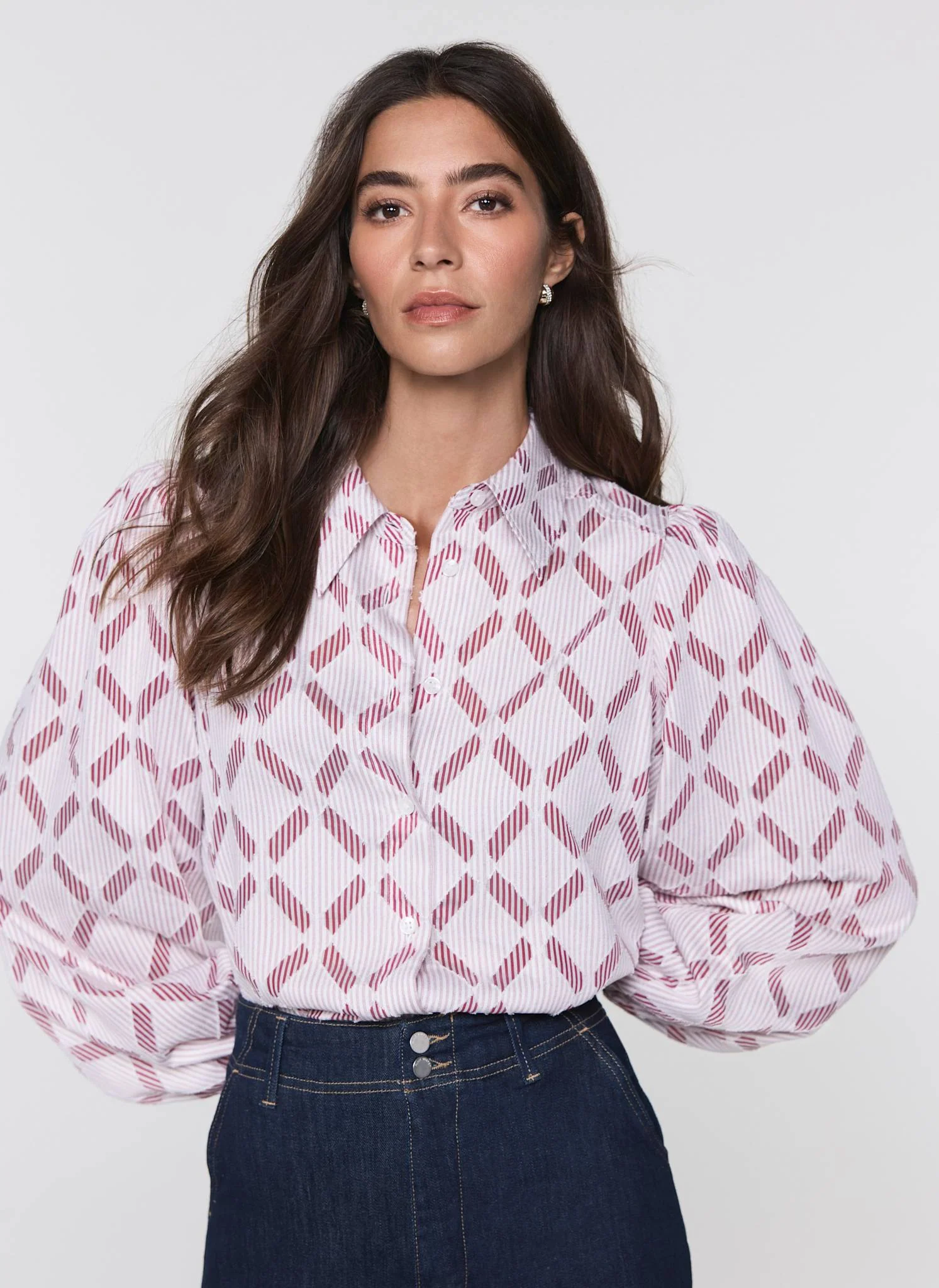Red Diamond Striped Jacquard Shirt - Image 3