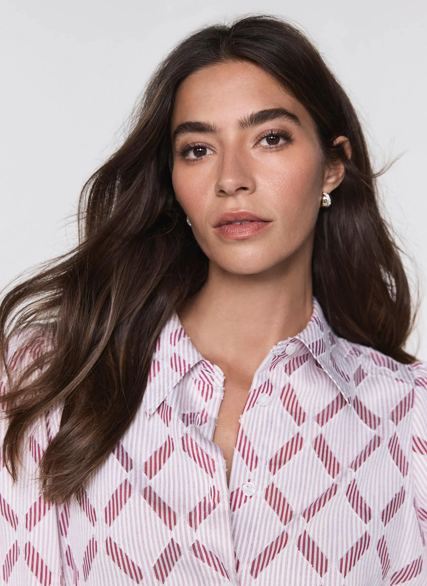 Red Diamond Striped Jacquard Shirt - Image 5