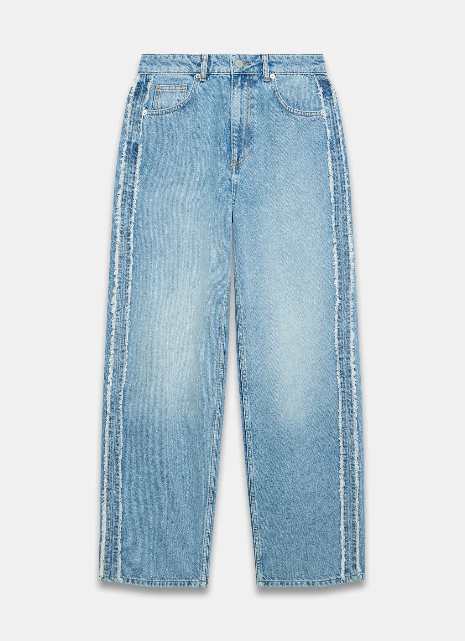 Light Indigo Wash Side Trim Boyfriend Jeans - Image 7