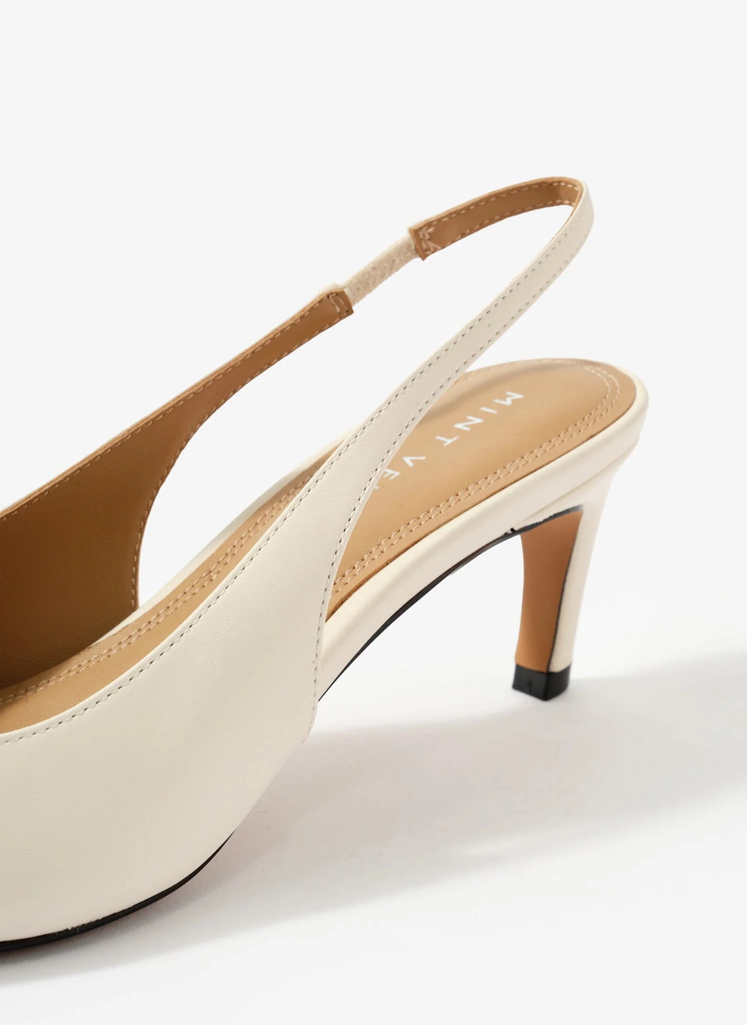 Ren White Leather Sling Back Heels - Image 3