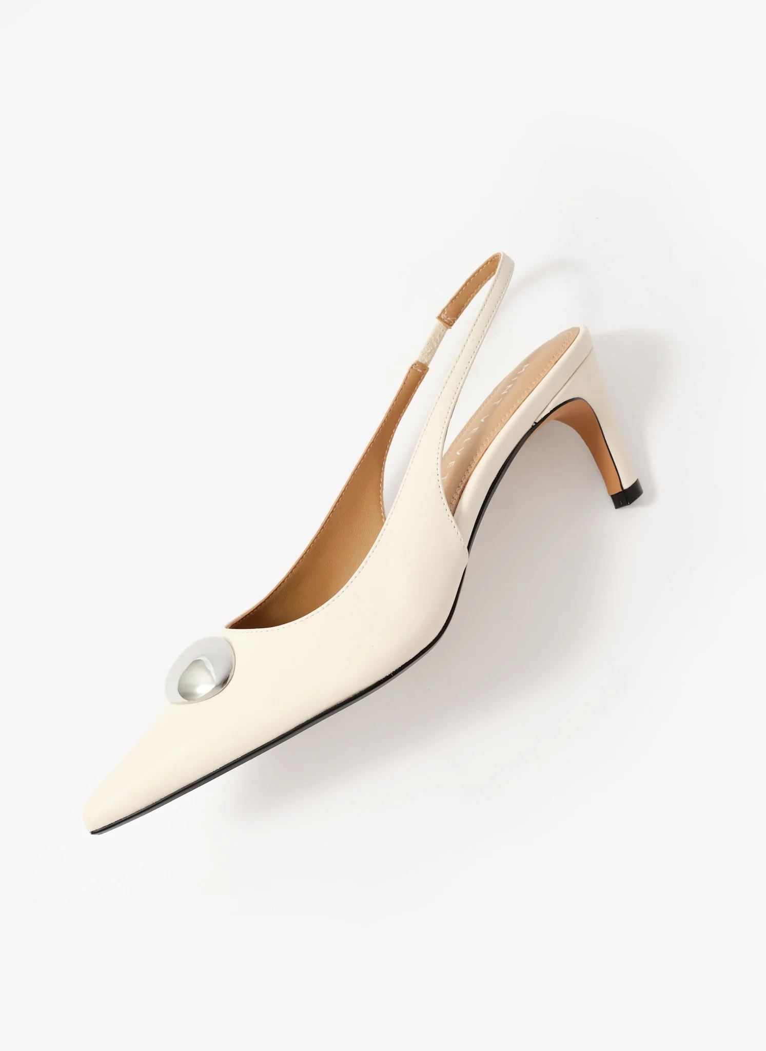 Ren White Leather Sling Back Heels - Image 4