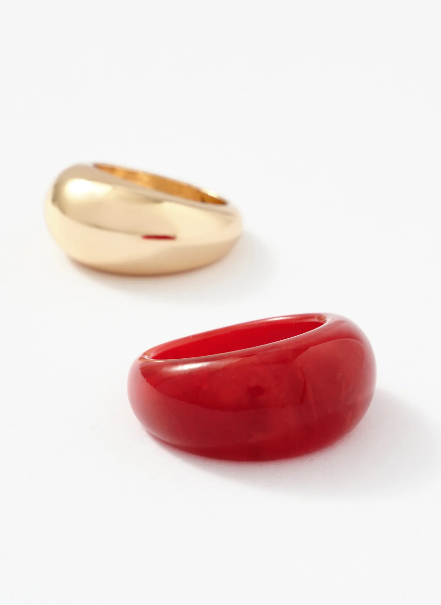 Resin & Gold Tone Ring Duo - Image 4
