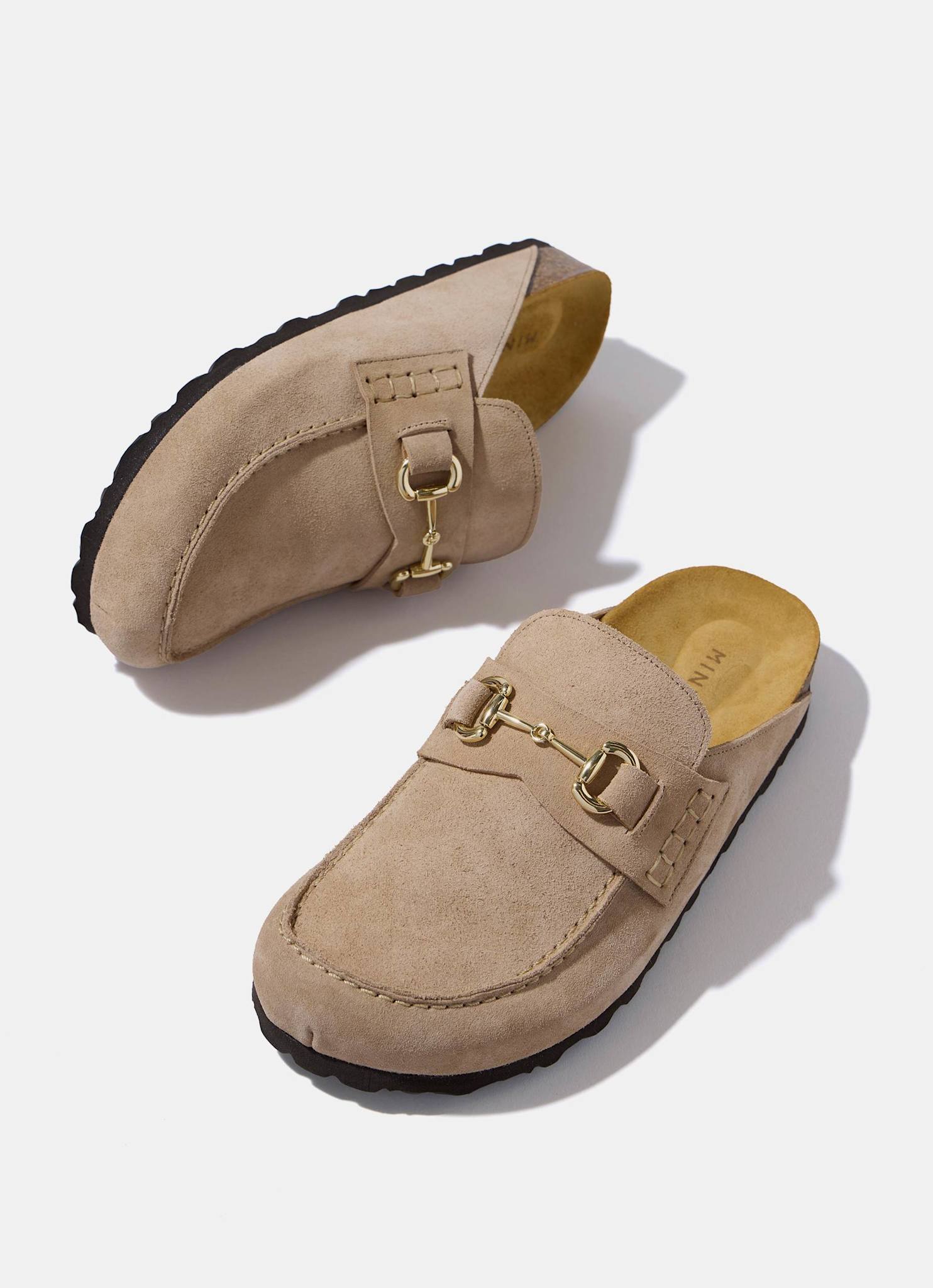 Roma Neutral Suede Backless Clogs - Image 3