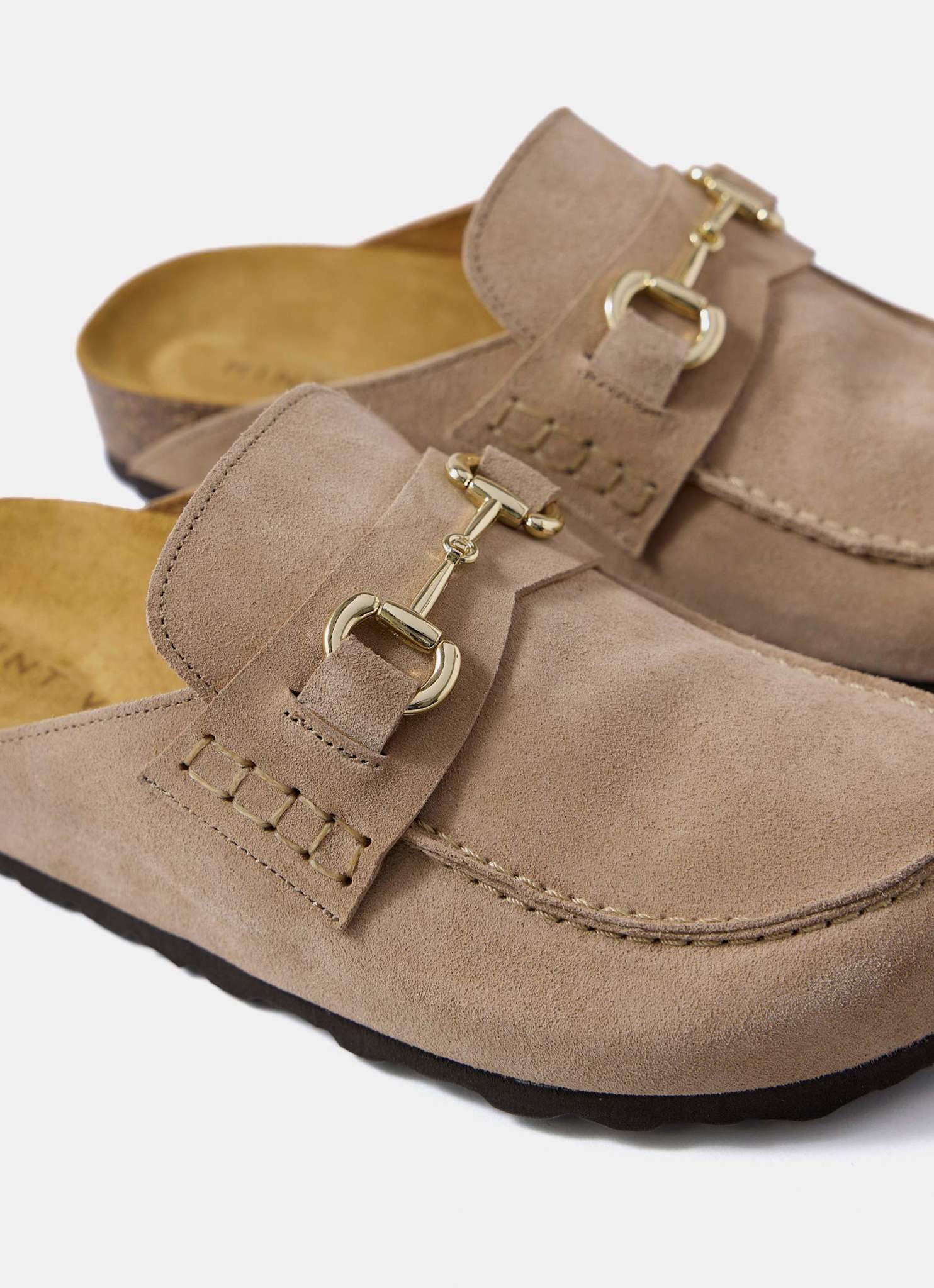 Roma Neutral Suede Backless Clogs - Image 4