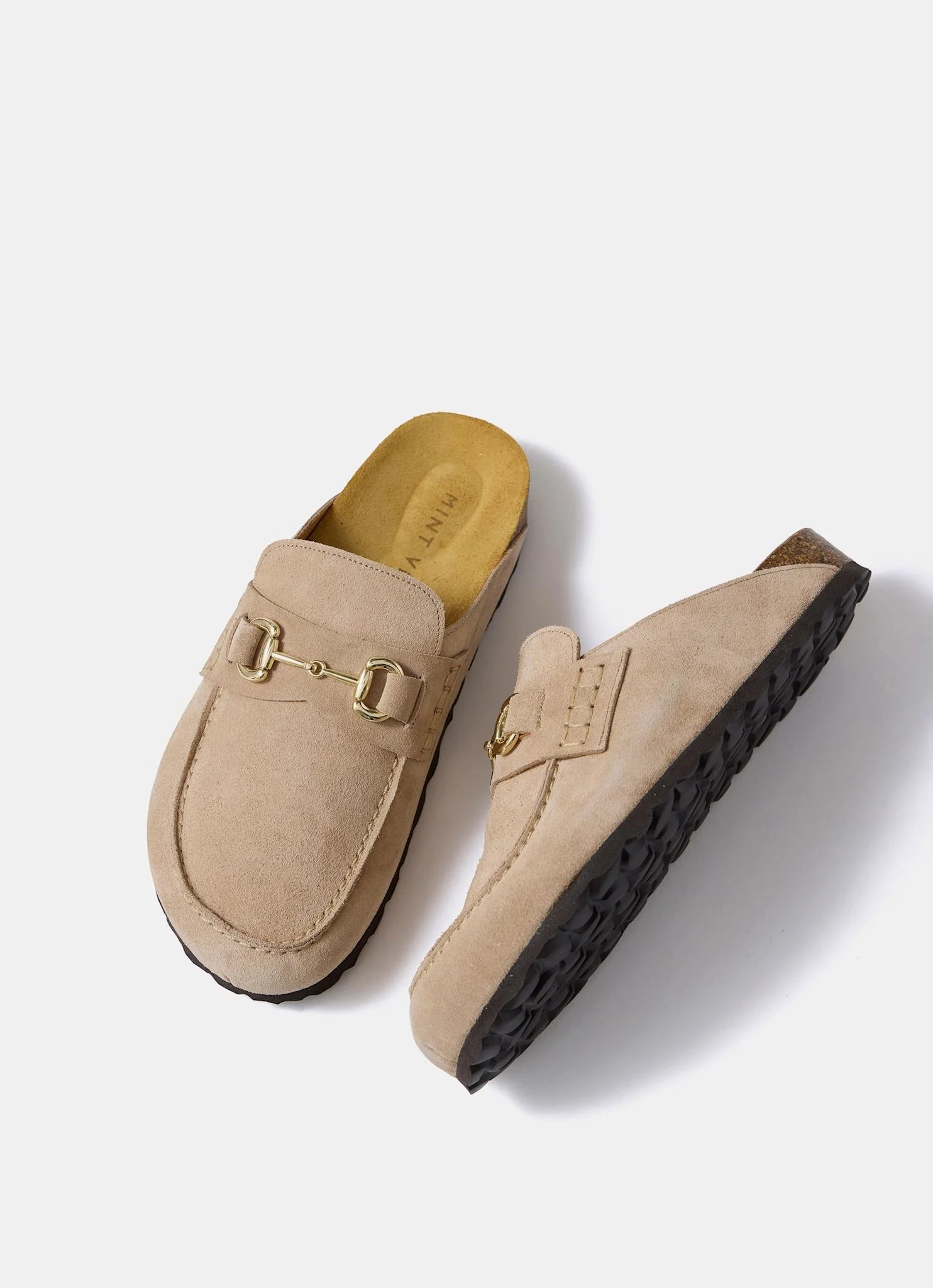 Roma Neutral Suede Backless Clogs - Image 5