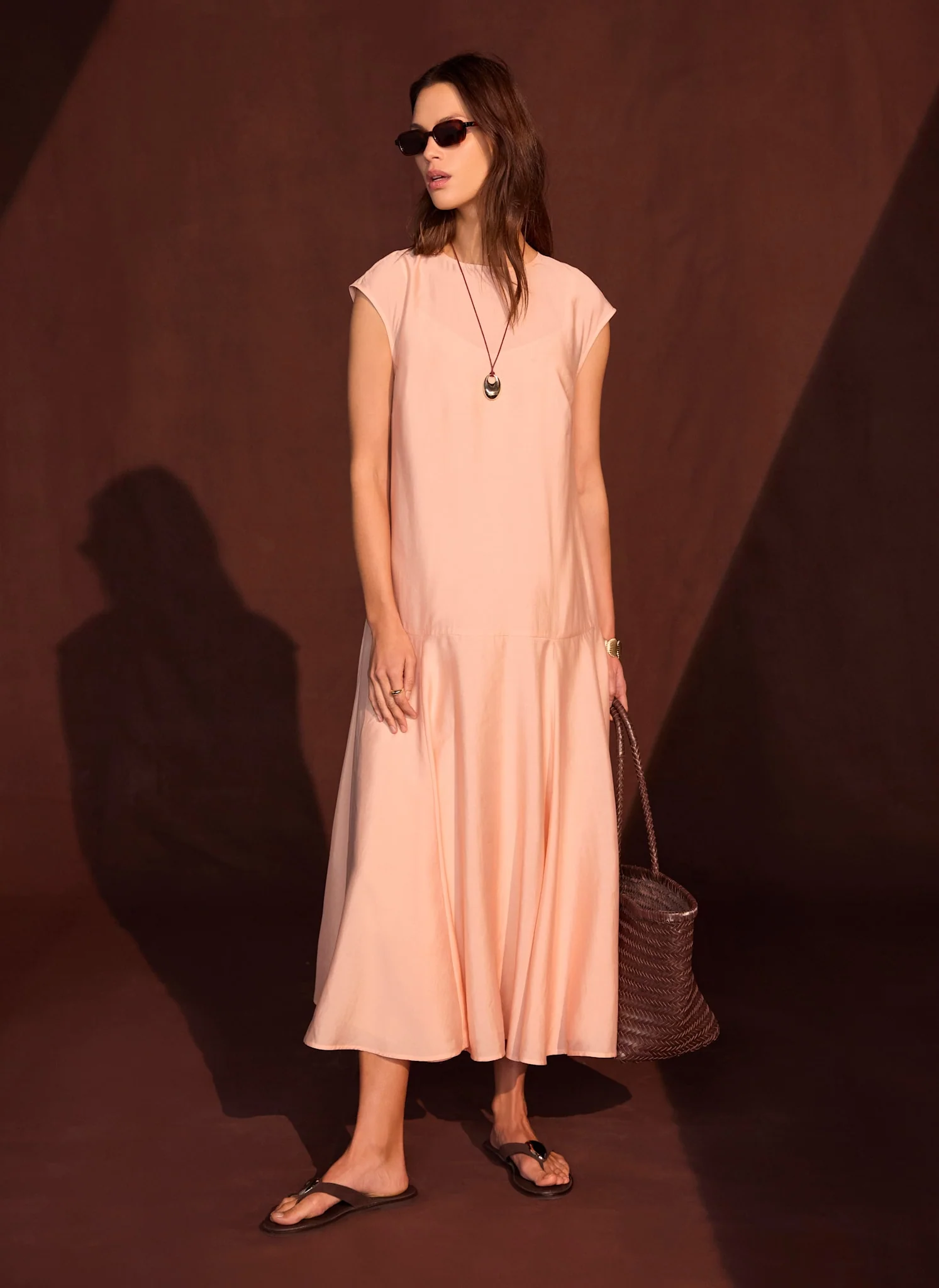 Pink Full Hem Midi Dress - Image 2