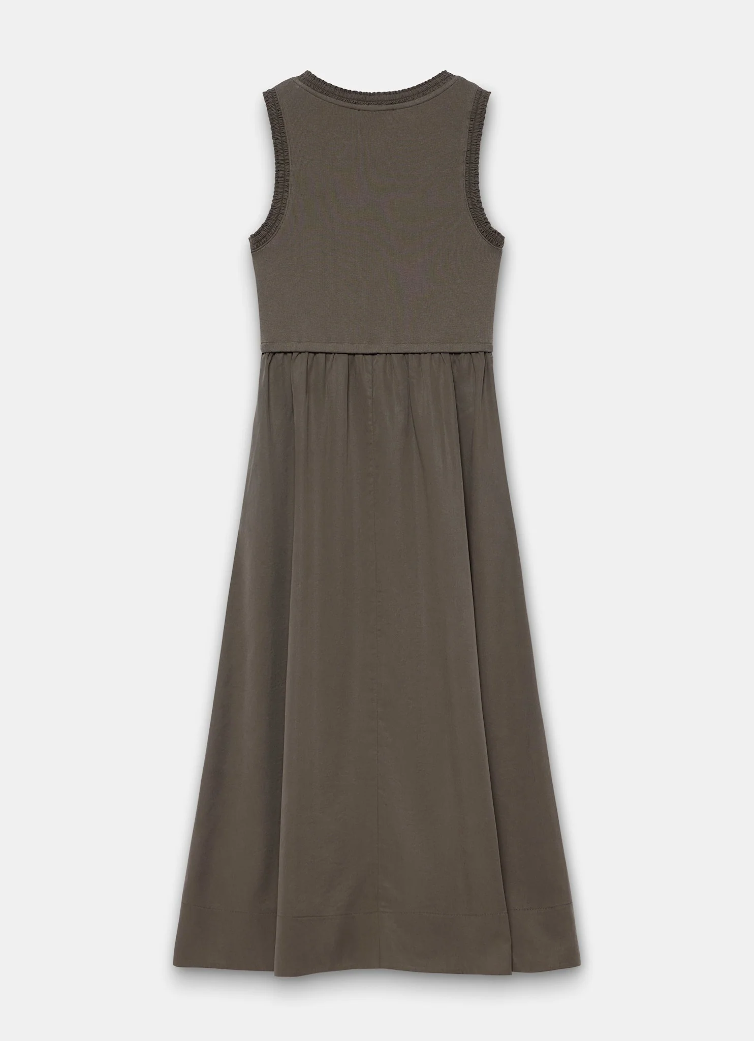 Khaki Ruched Trim Cotton Midi Dress - Image 7
