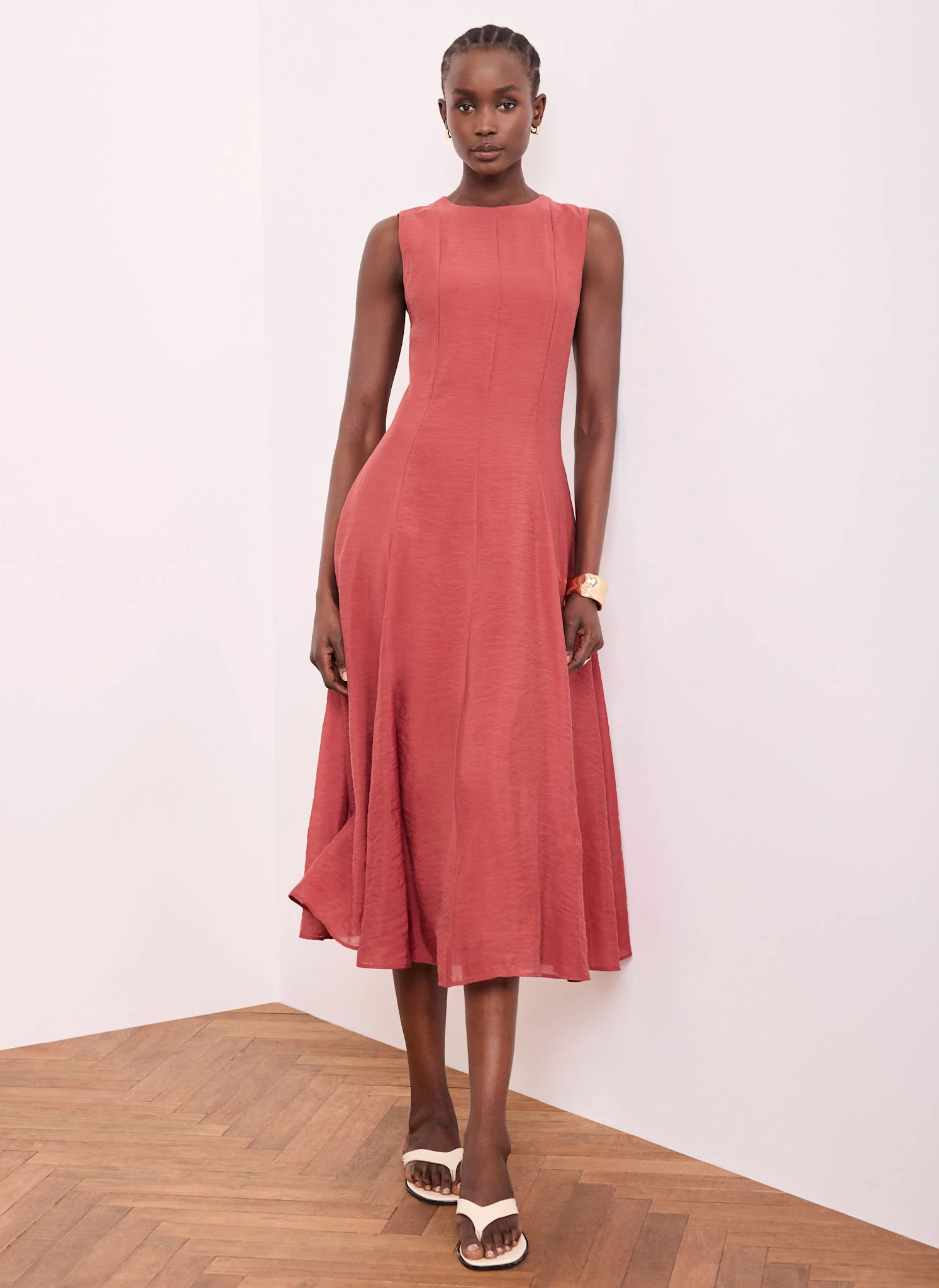 Red Sleeveless Midi Dress - Image 2