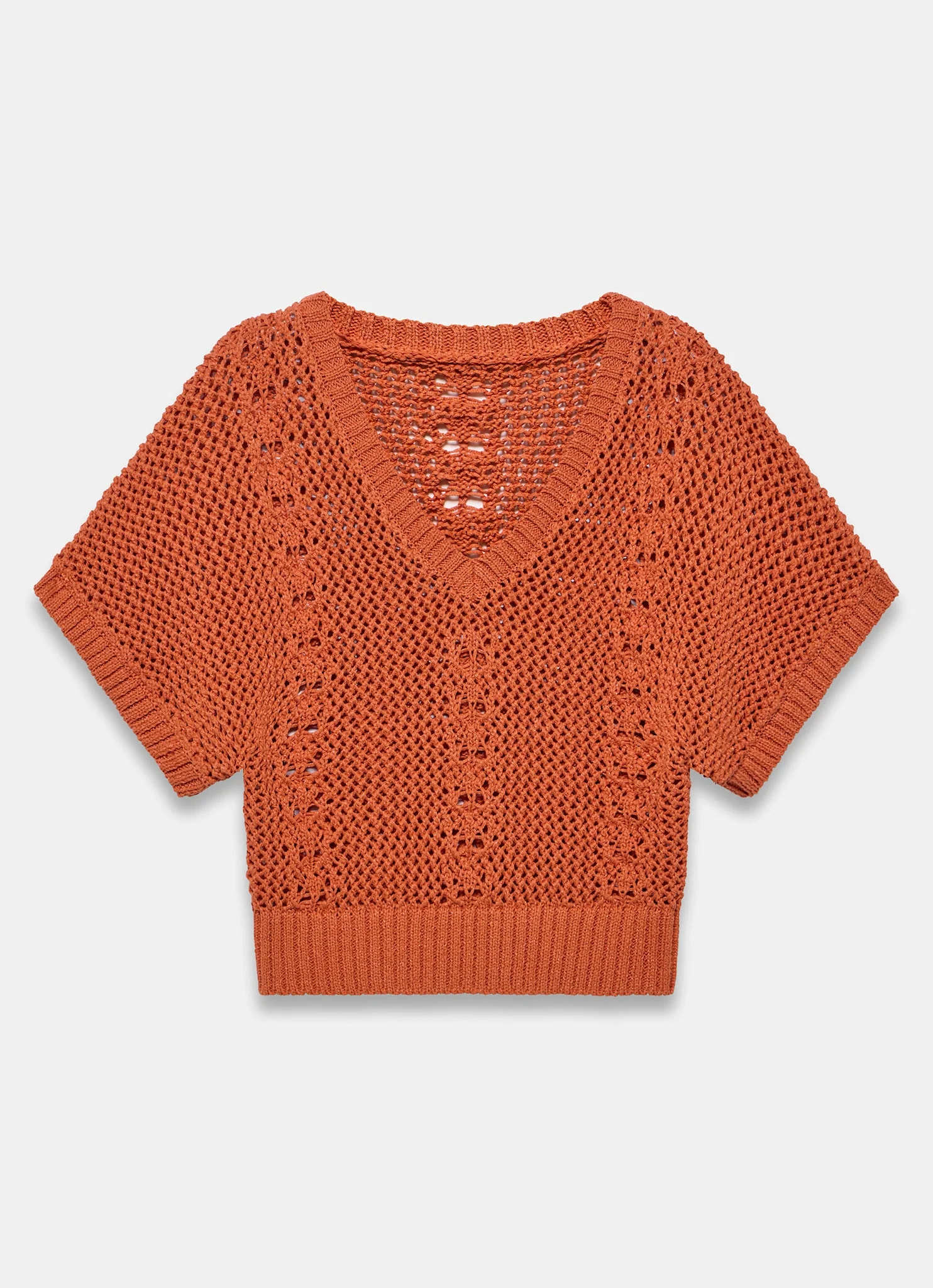 Orange Cotton Blend Knit Top - Image 6