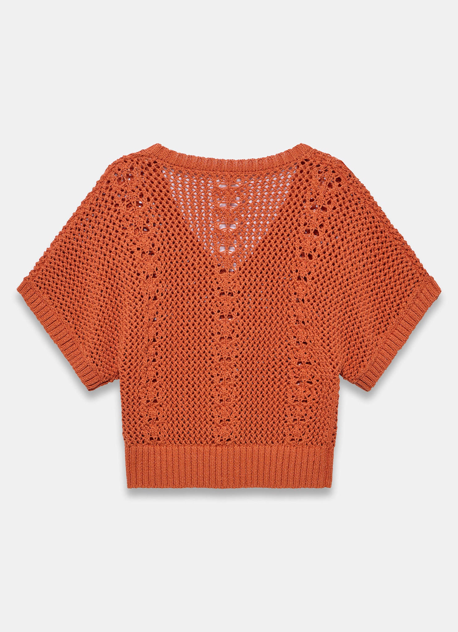 Orange Cotton Blend Knit Top - Image 7