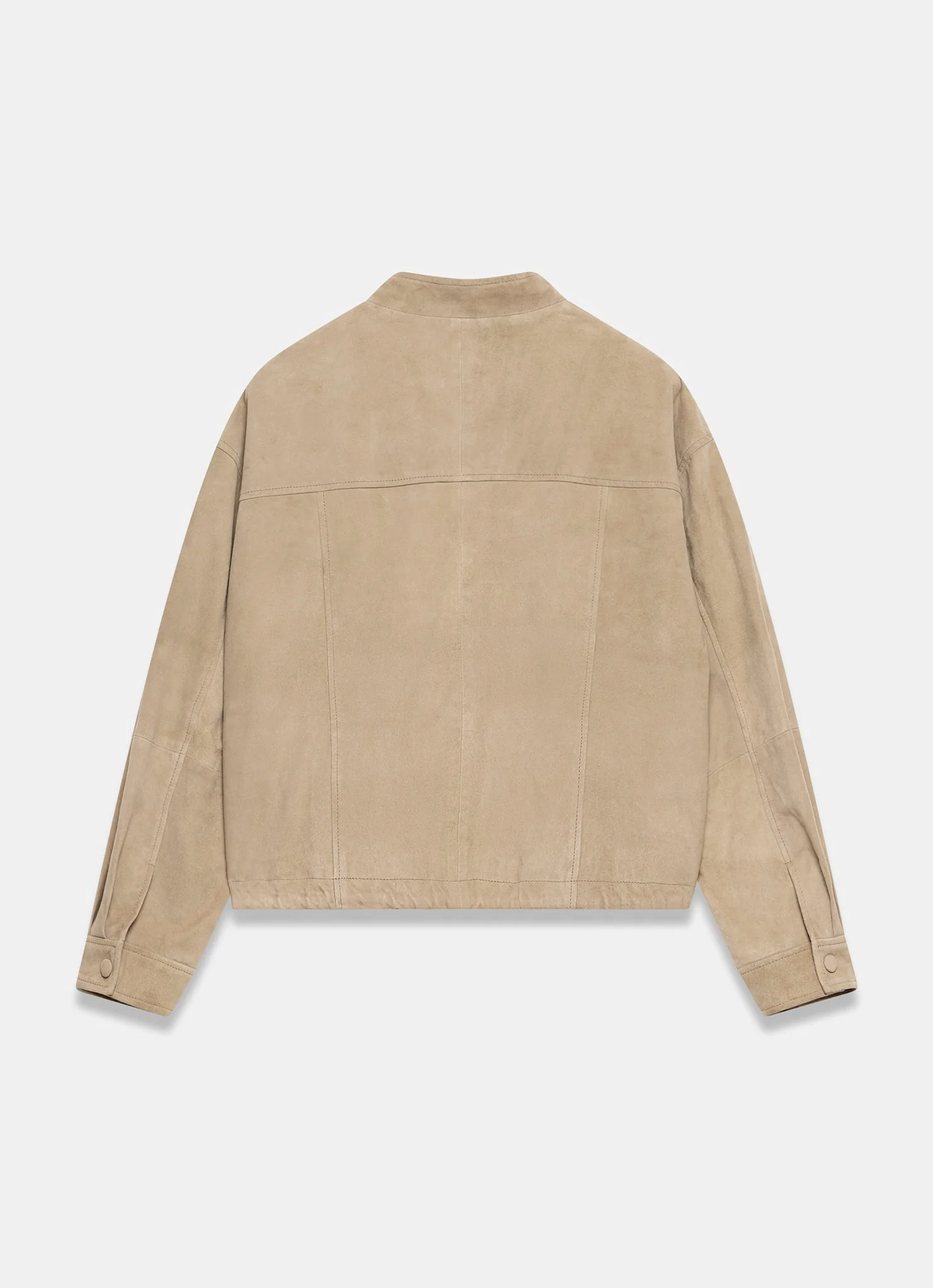 Neutral Suede Cropped Pilot Bomber Jacket - Image 8