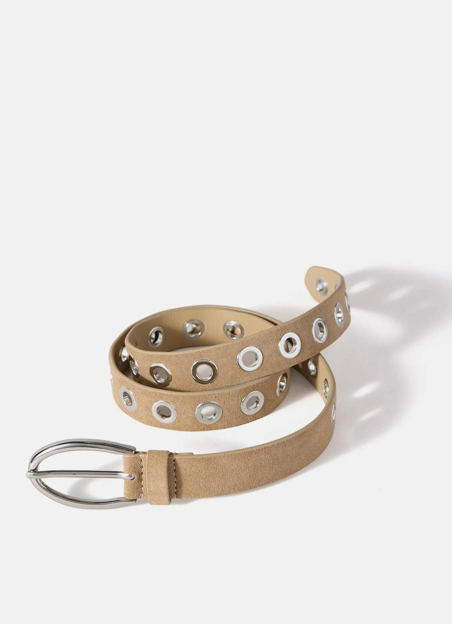 Neutral Suede Eyelet Belt - Image 4