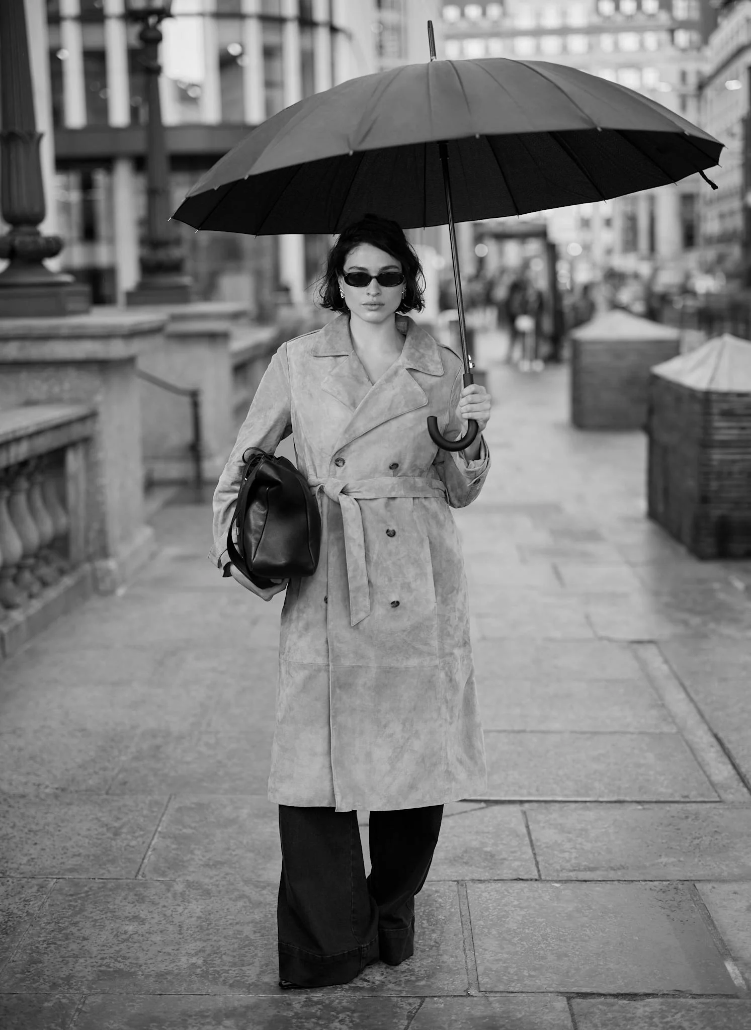Neutral Suede Trench Coat - Image 5