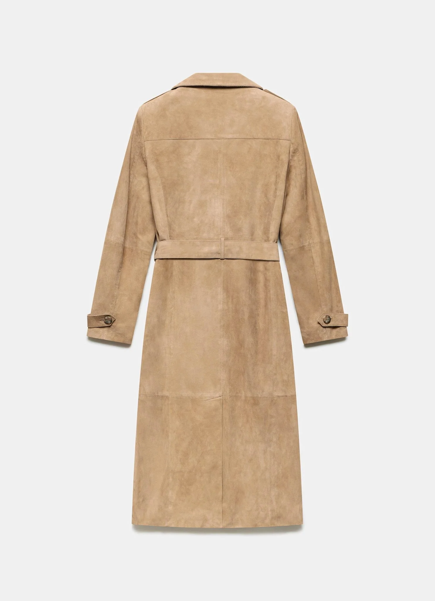 Neutral Suede Trench Coat - Image 8