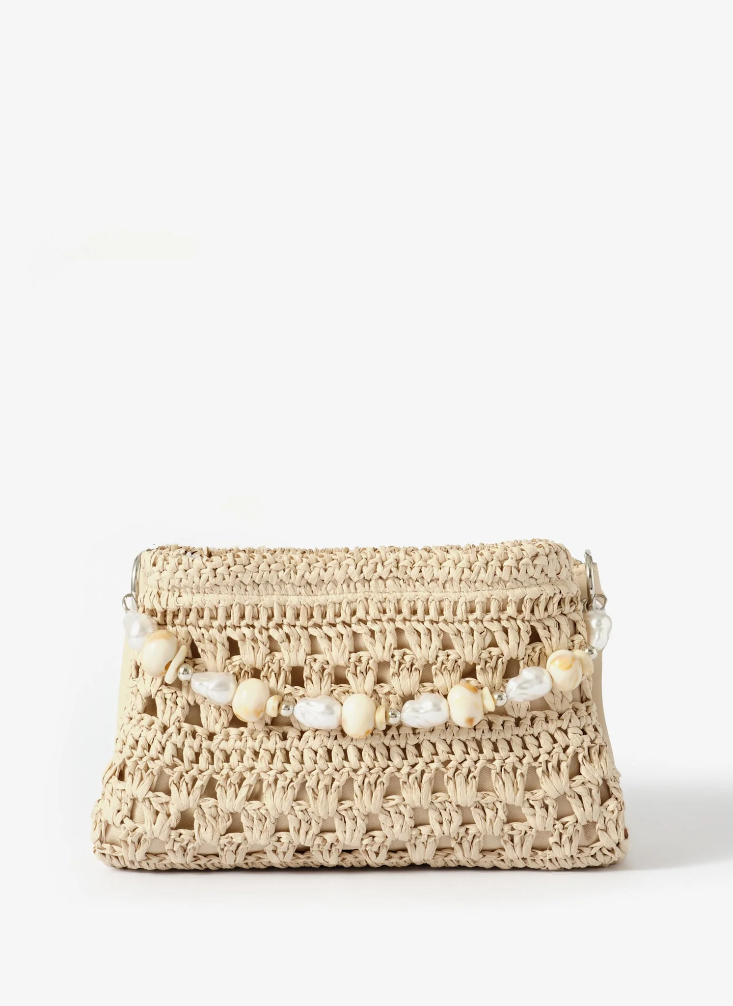 Sara Cream Woven Crossbody Bag - Image 3