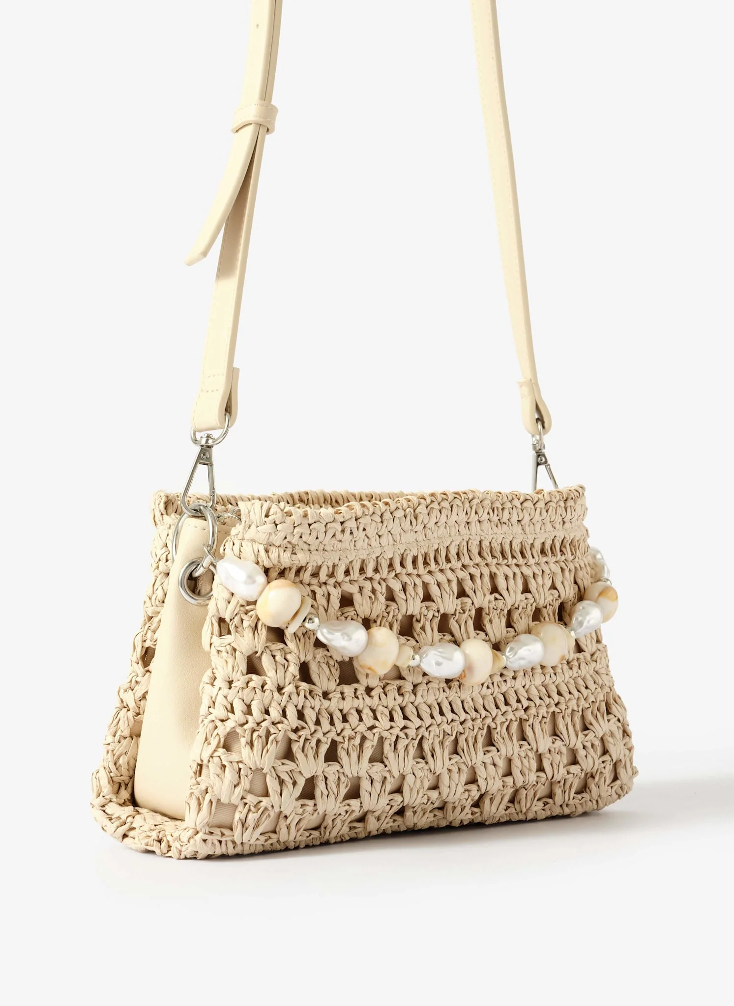 Sara Cream Woven Crossbody Bag - Image 4