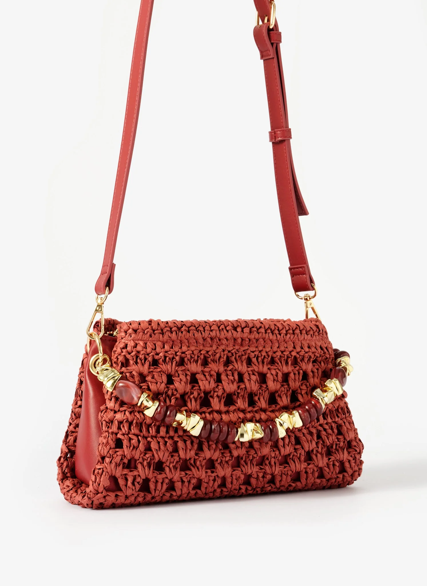 Sara Red Woven Crossbody Bag - Image 3