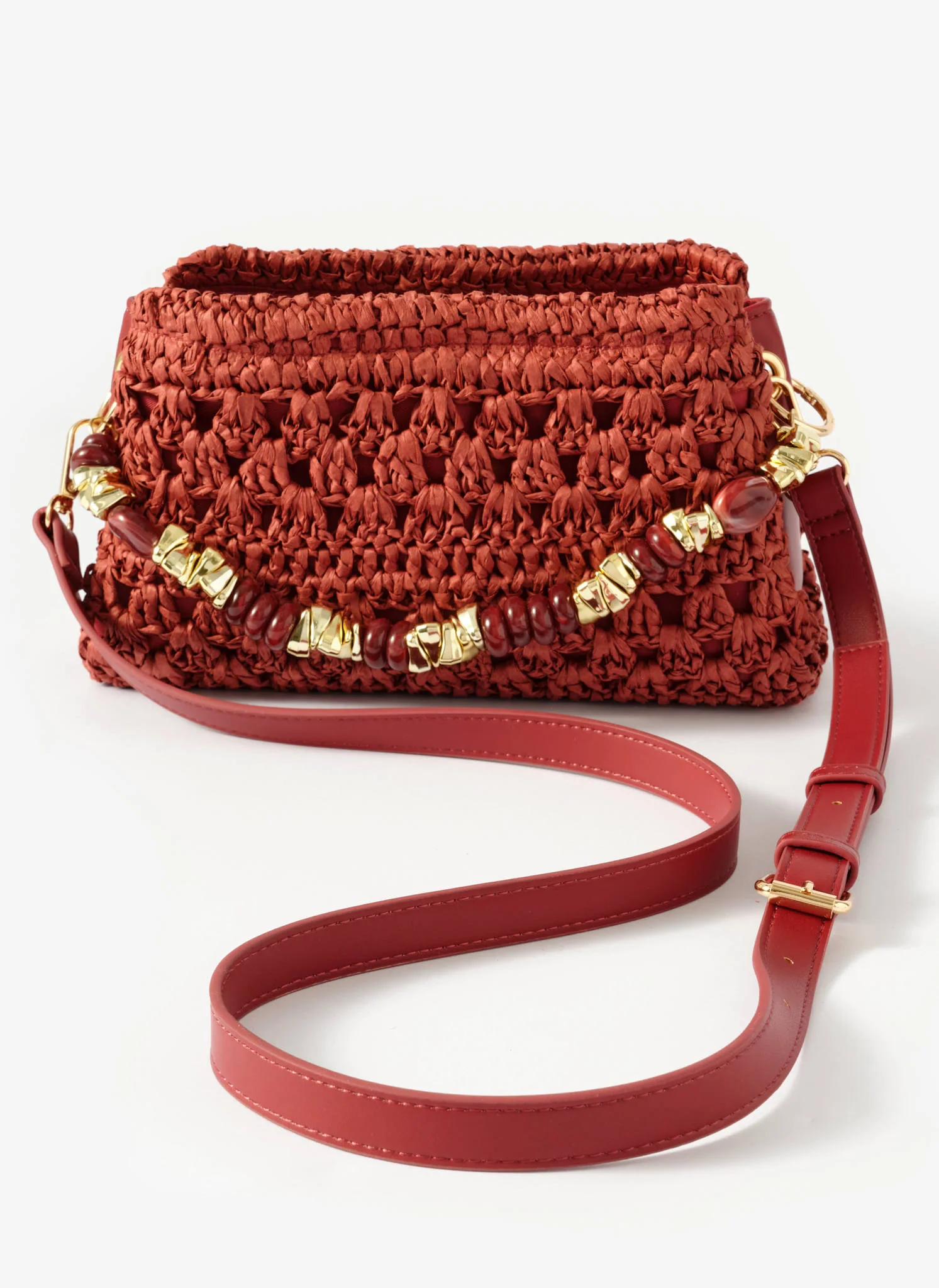 Sara Red Woven Crossbody Bag - Image 5
