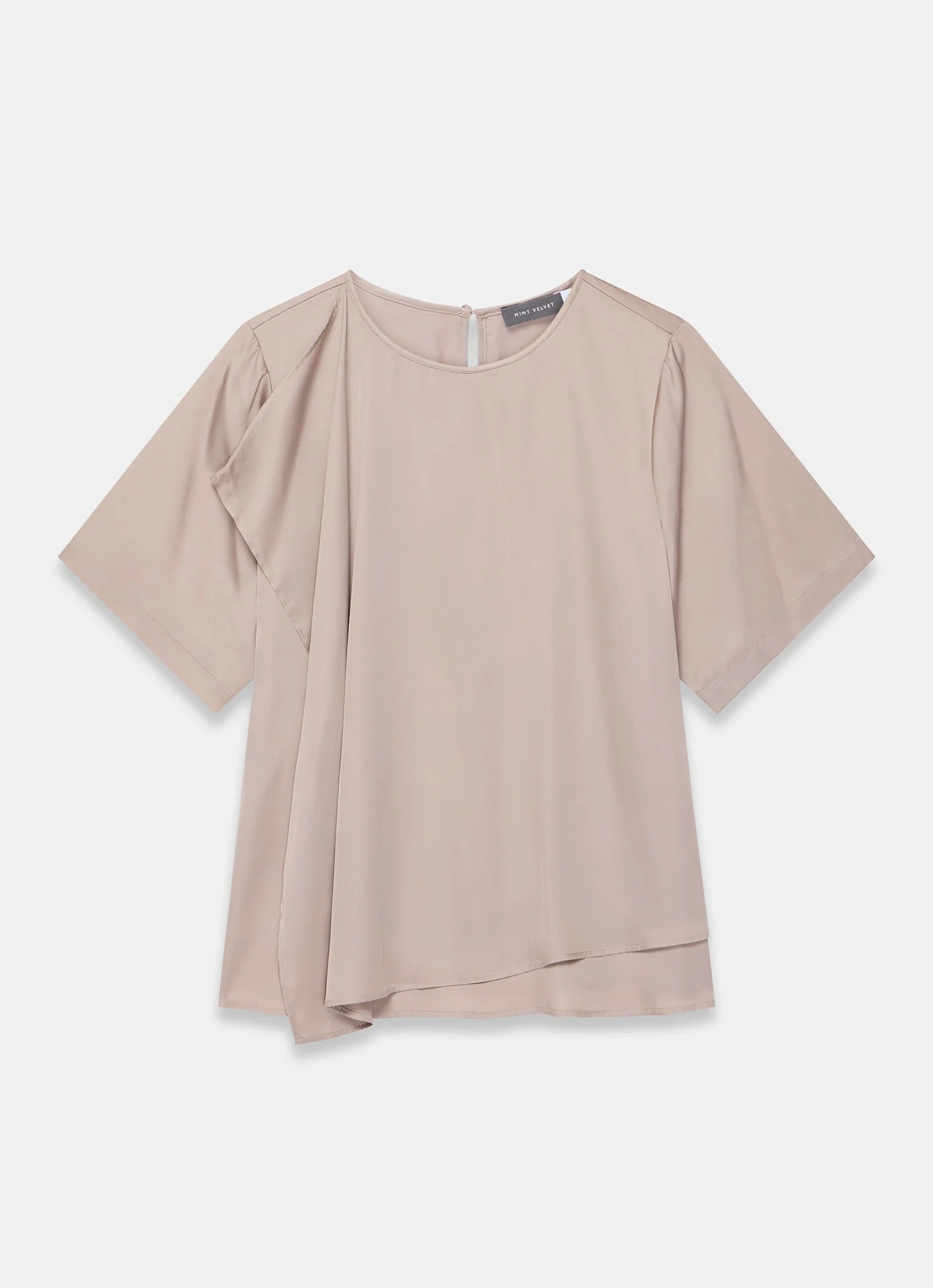 Neutral Satin Ruffle Front Top - Image 7