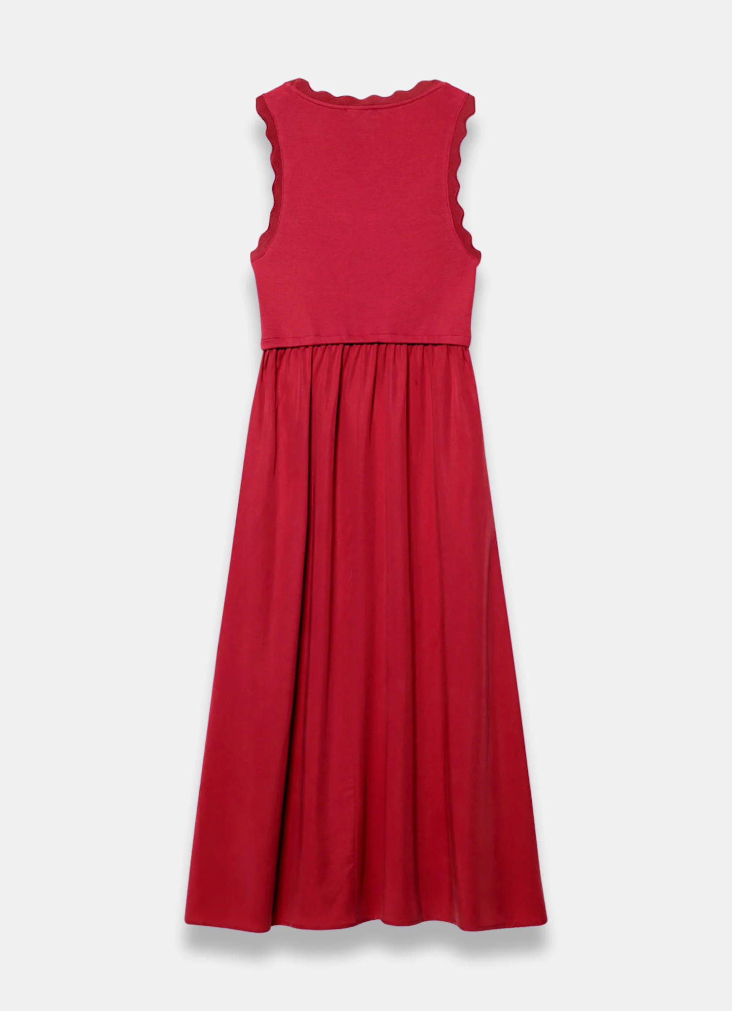 Red Scallop Trim Midi Dress - Image 8