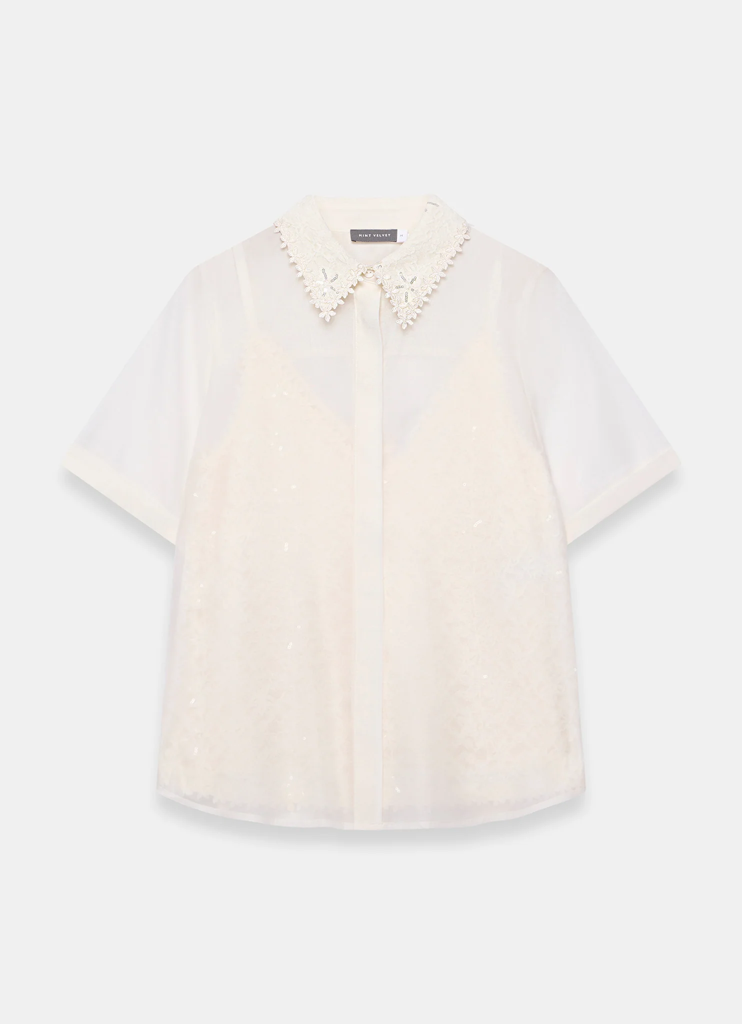 Cream Lace Layered Shirt - Image 7