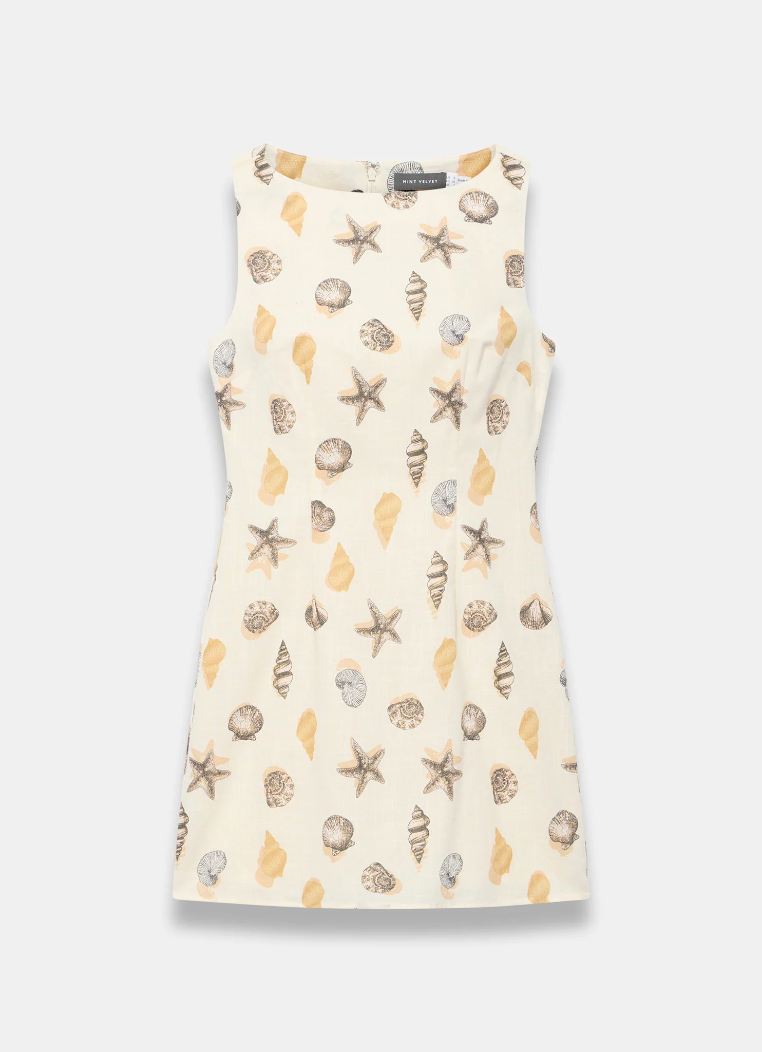 Neutral Cotton Shell Print Mini Dress - Image 6