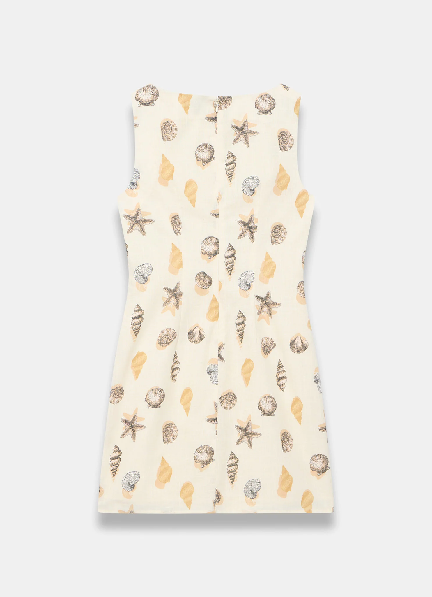 Neutral Cotton Shell Print Mini Dress - Image 7