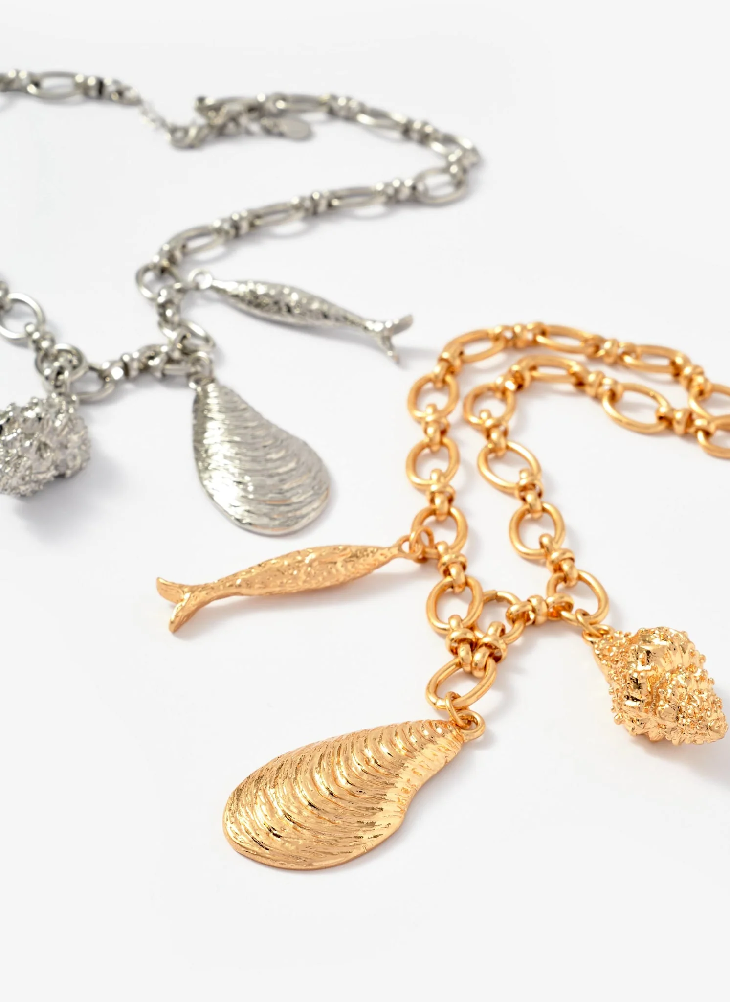 Gold Tone Shell Statement Charm Necklace - Image 4