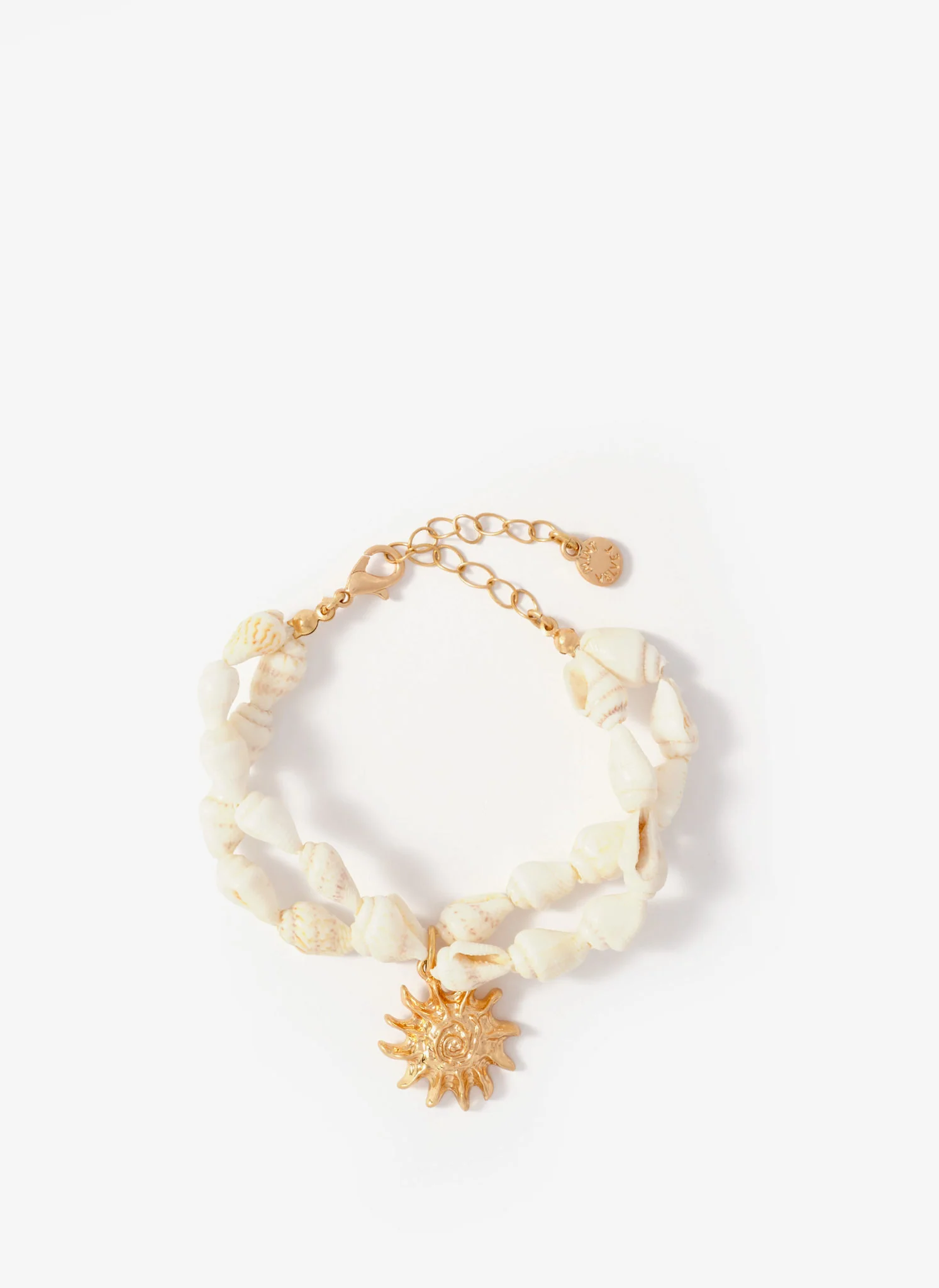 Gold Tone Shell Double Layered Charm Bracelet - Image 2