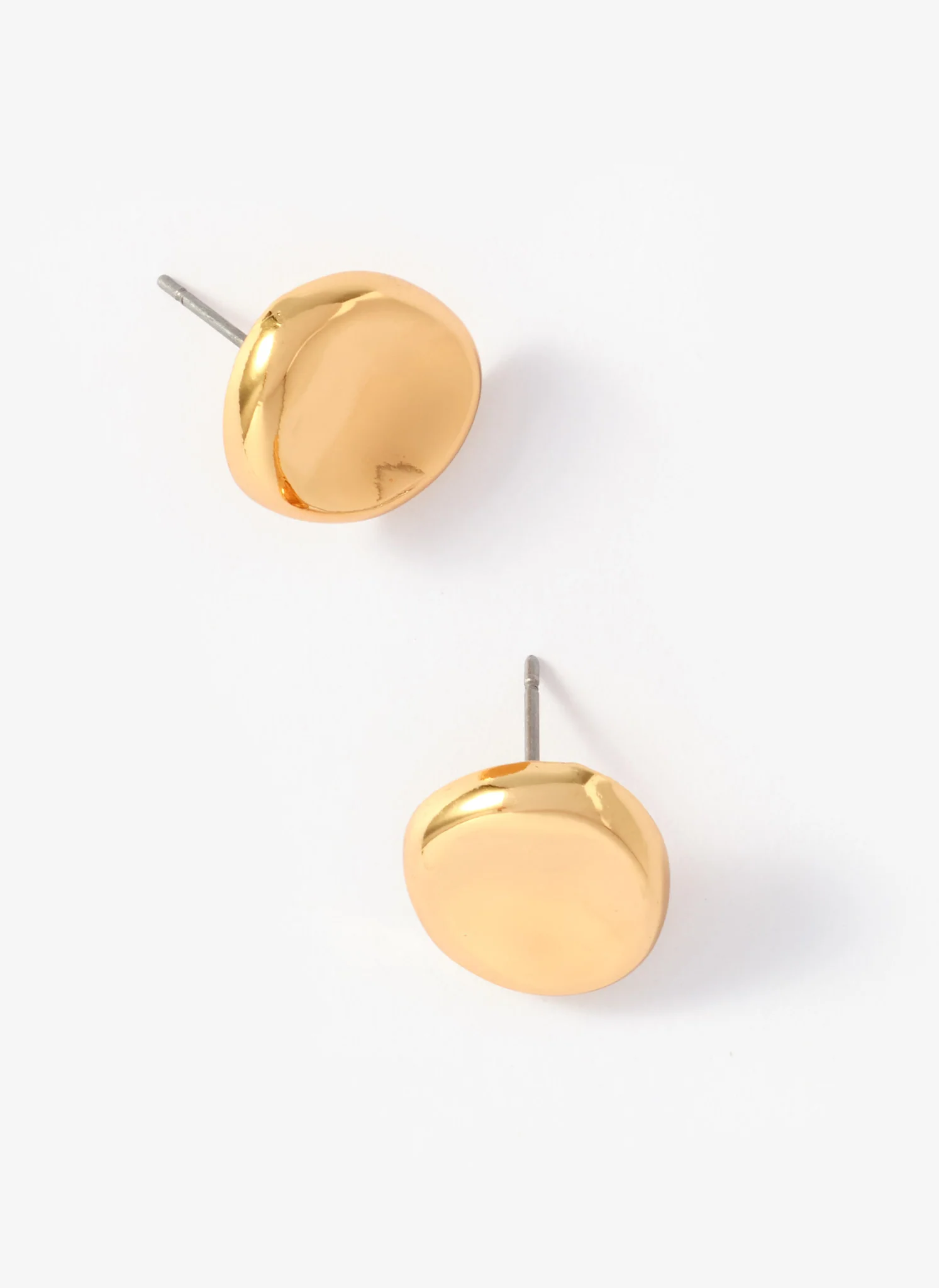 Gold Tone Shiny Stud Earrings - Image 2