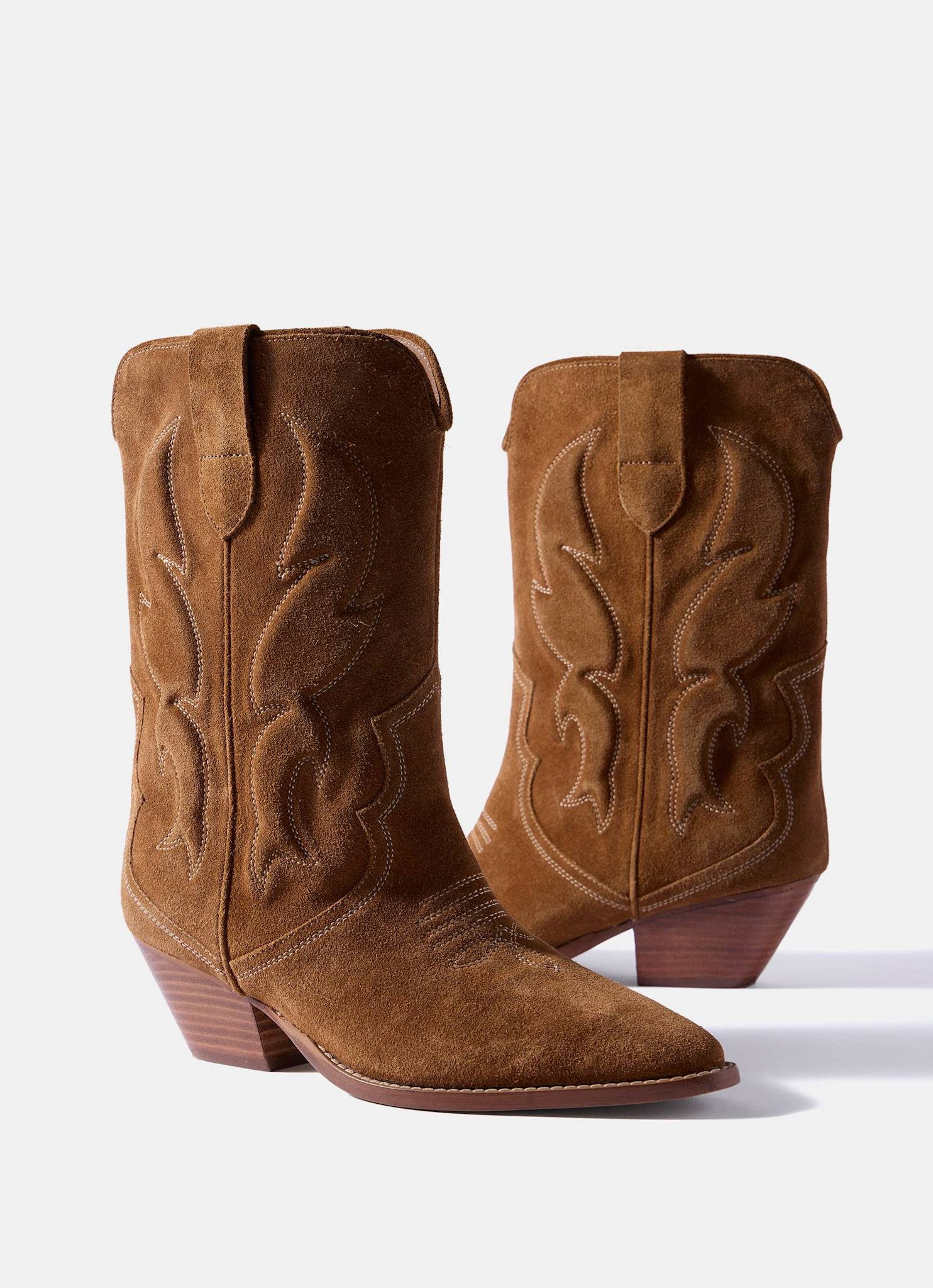 Sierra Tan Suede Cowboy Boots - Image 5
