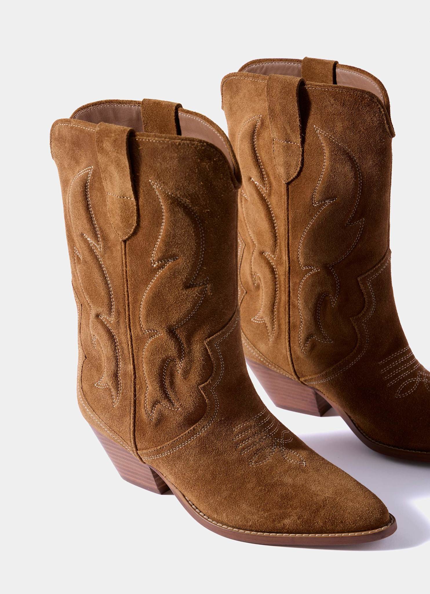 Sierra Tan Suede Cowboy Boots - Image 7