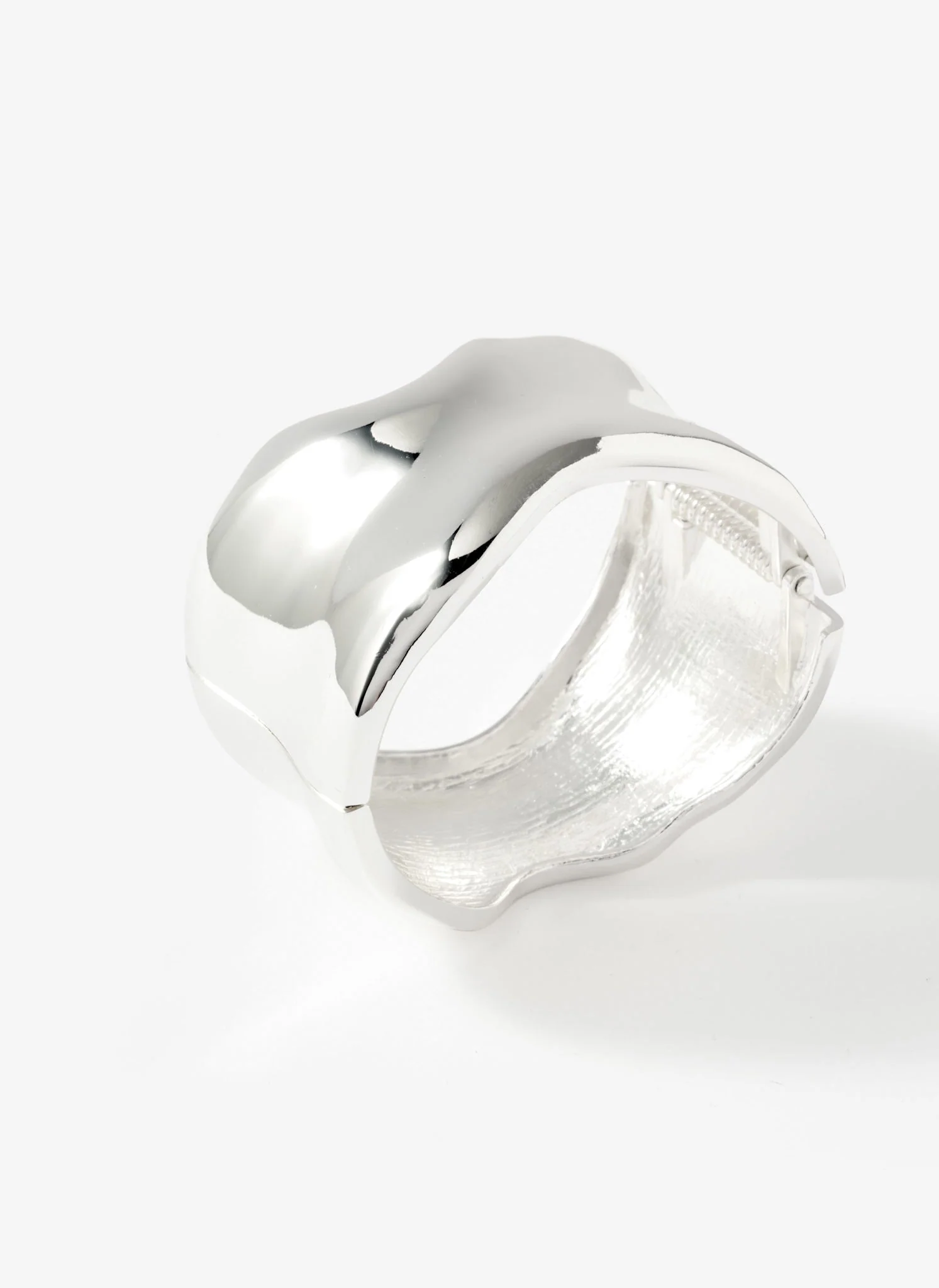 Silver Tone Clean Wave Bangle