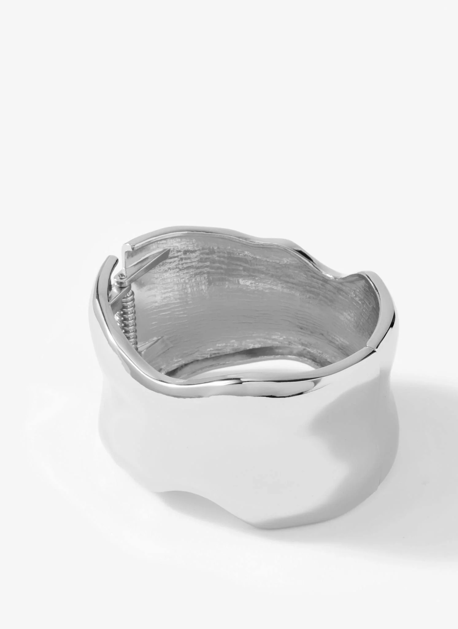 Silver Tone Clean Wave Bangle - Image 3