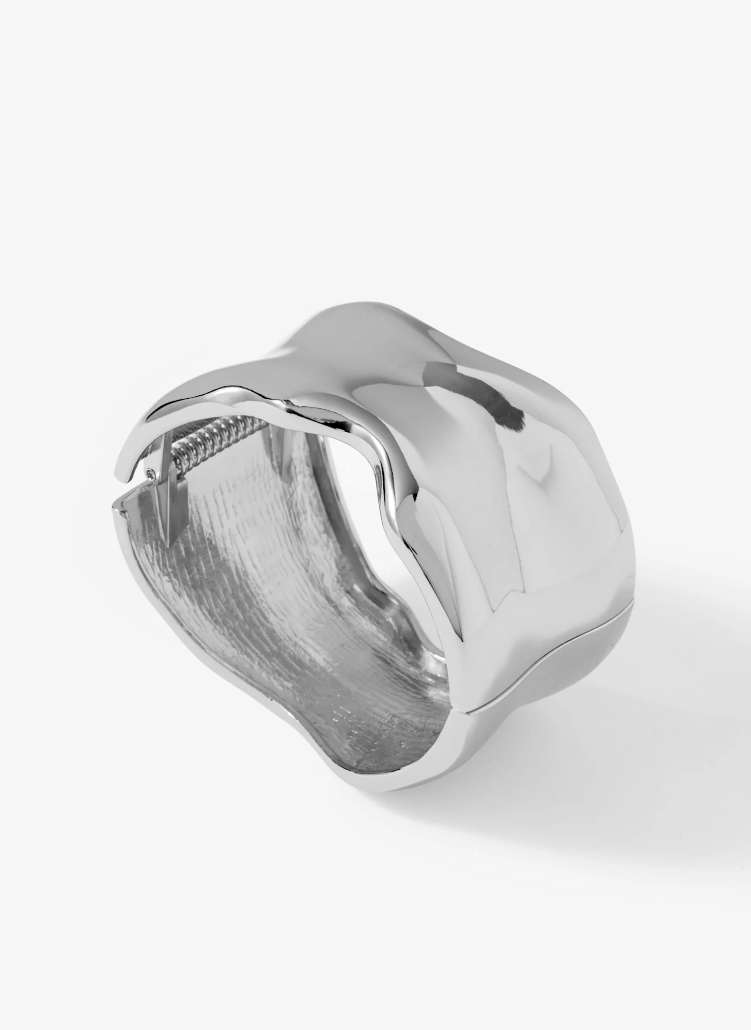 Silver Tone Clean Wave Bangle - Image 5