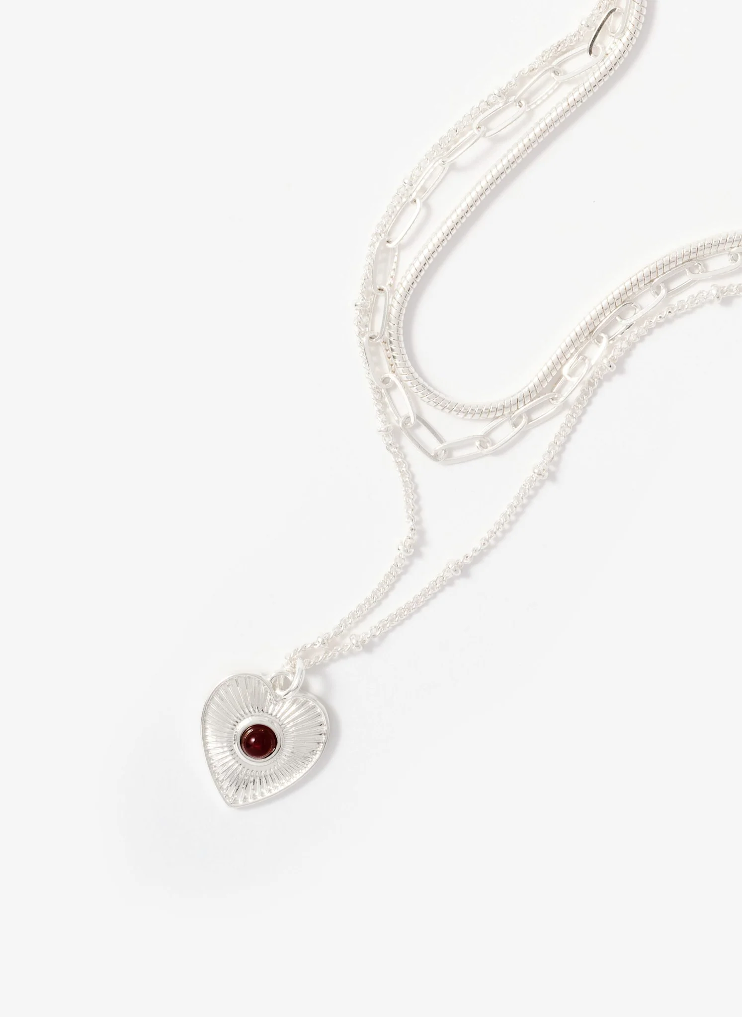 Silver Tone Layered Heart Necklace - Image 4