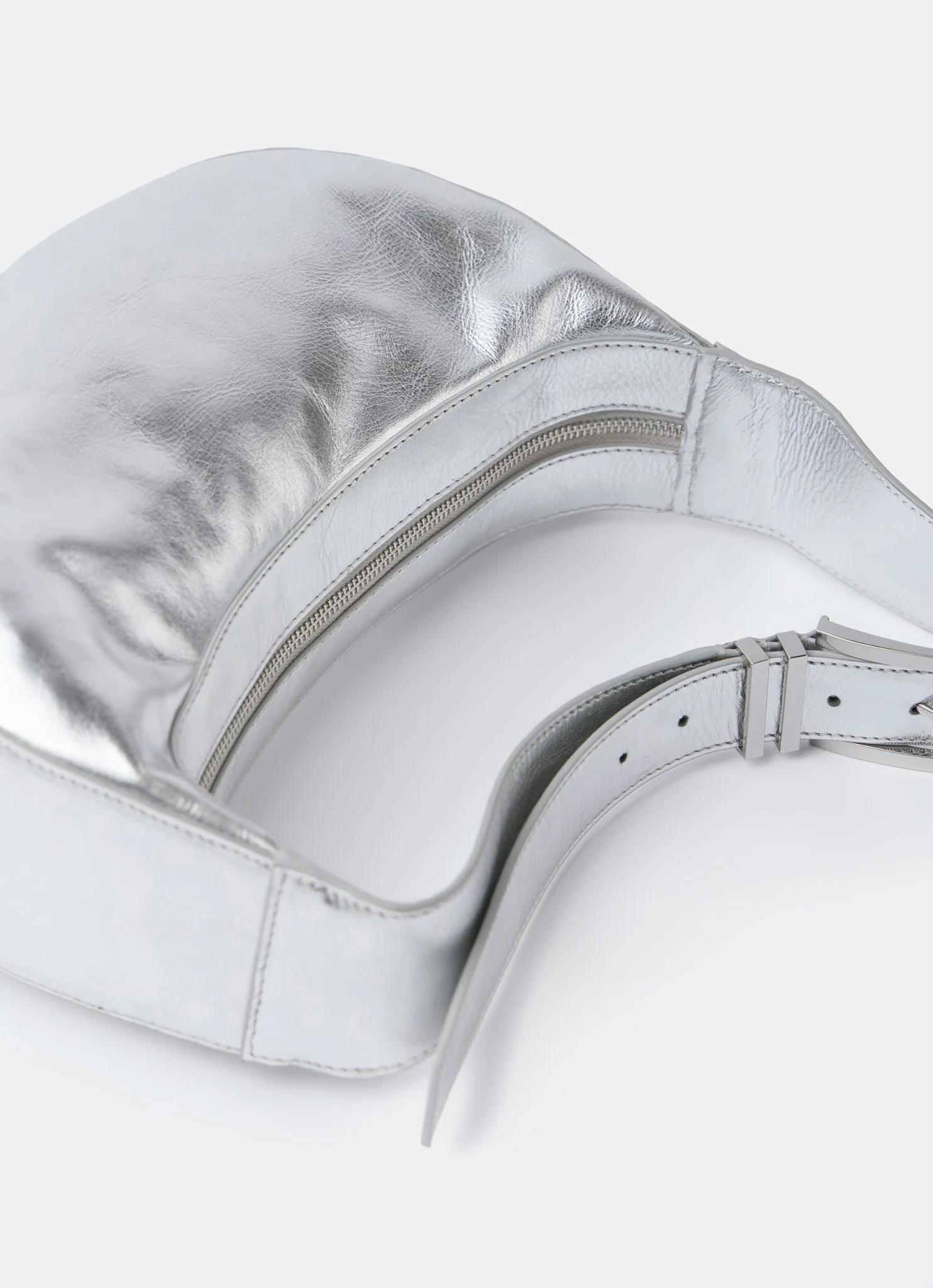 Frankie Silver Leather Sling Bag - Image 3