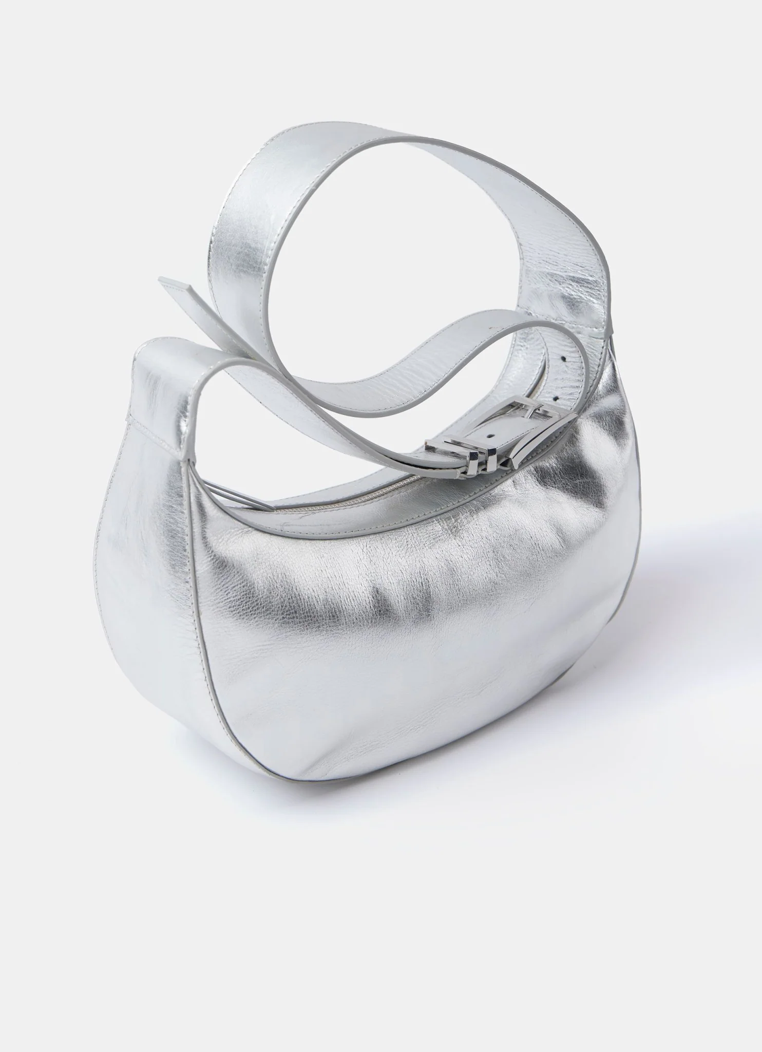 Frankie Silver Leather Sling Bag - Image 4