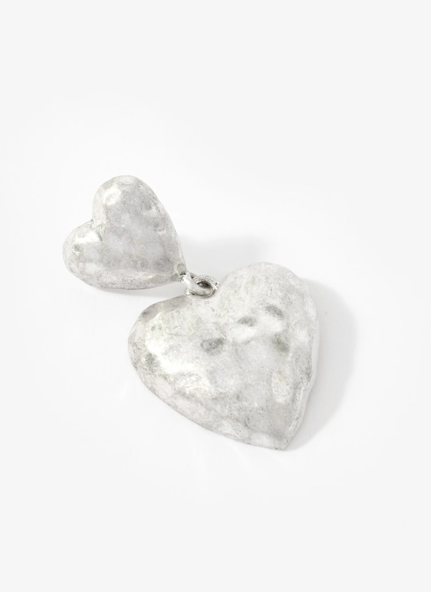 Silver Tone Heart Drop Earrings - Image 5