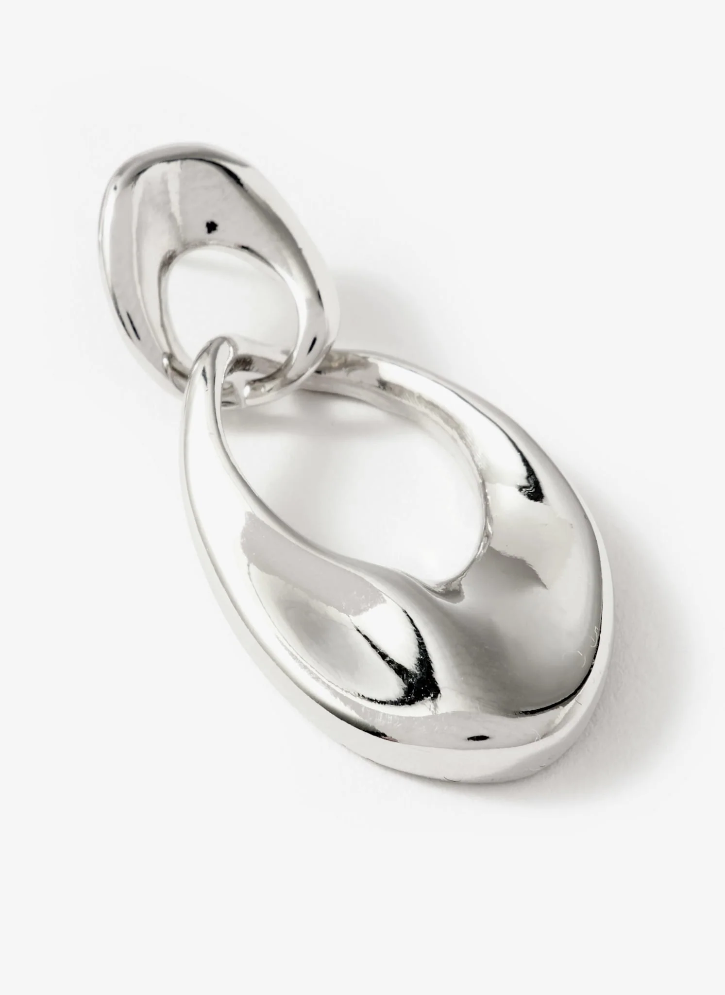 Silver Tone Hoop Link Earrings - Image 4