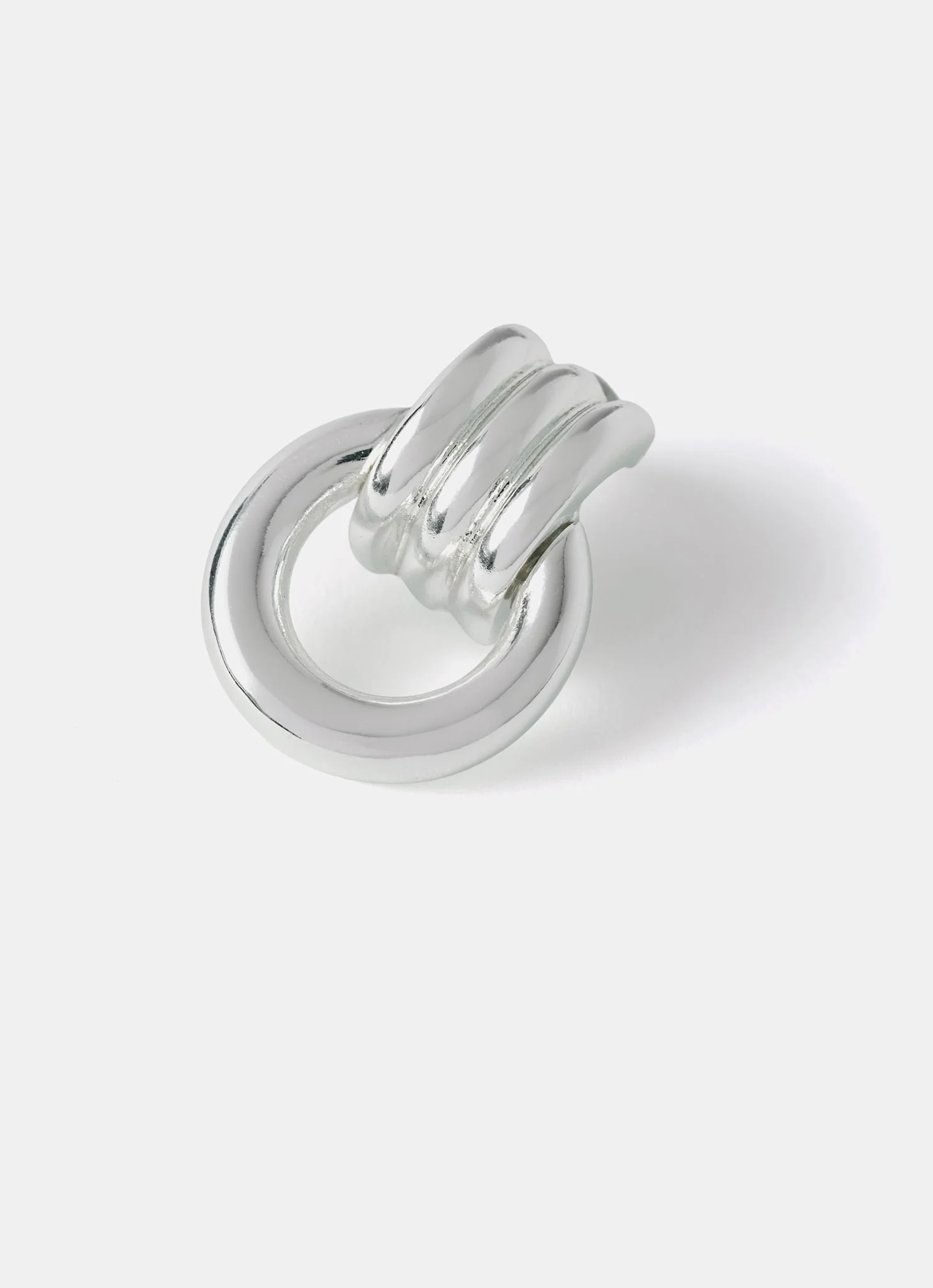 Silver Tone Link Hoop Earrings - Image 4
