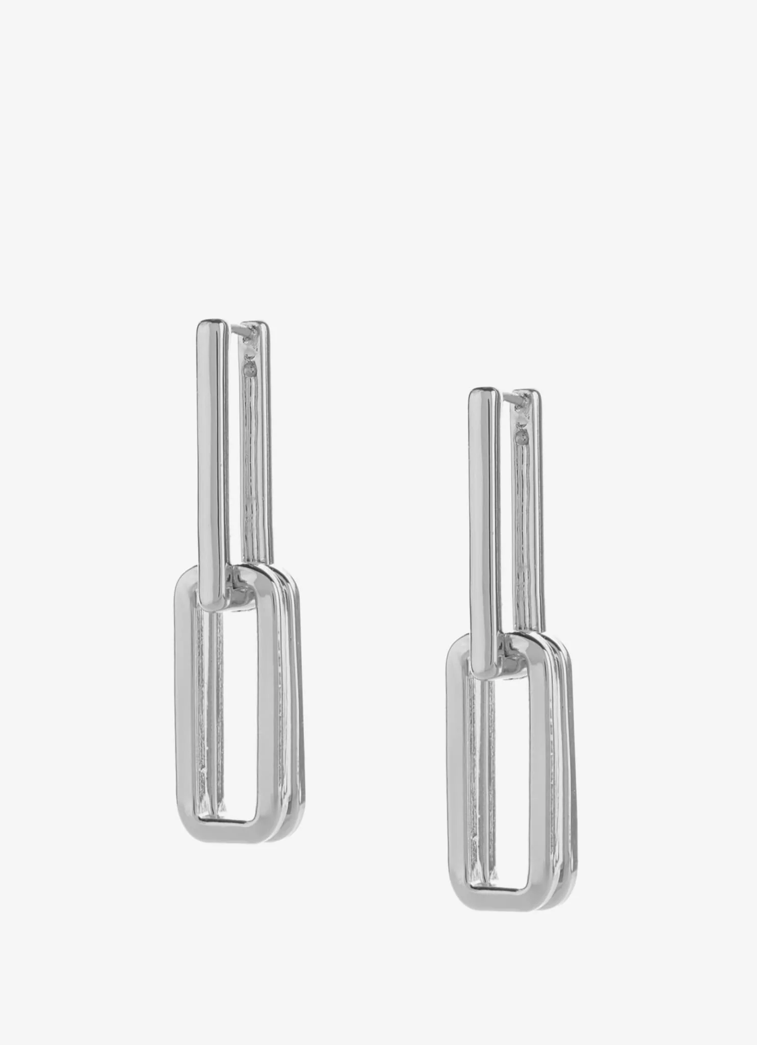 Silver Tone Link Earrings - Image 4